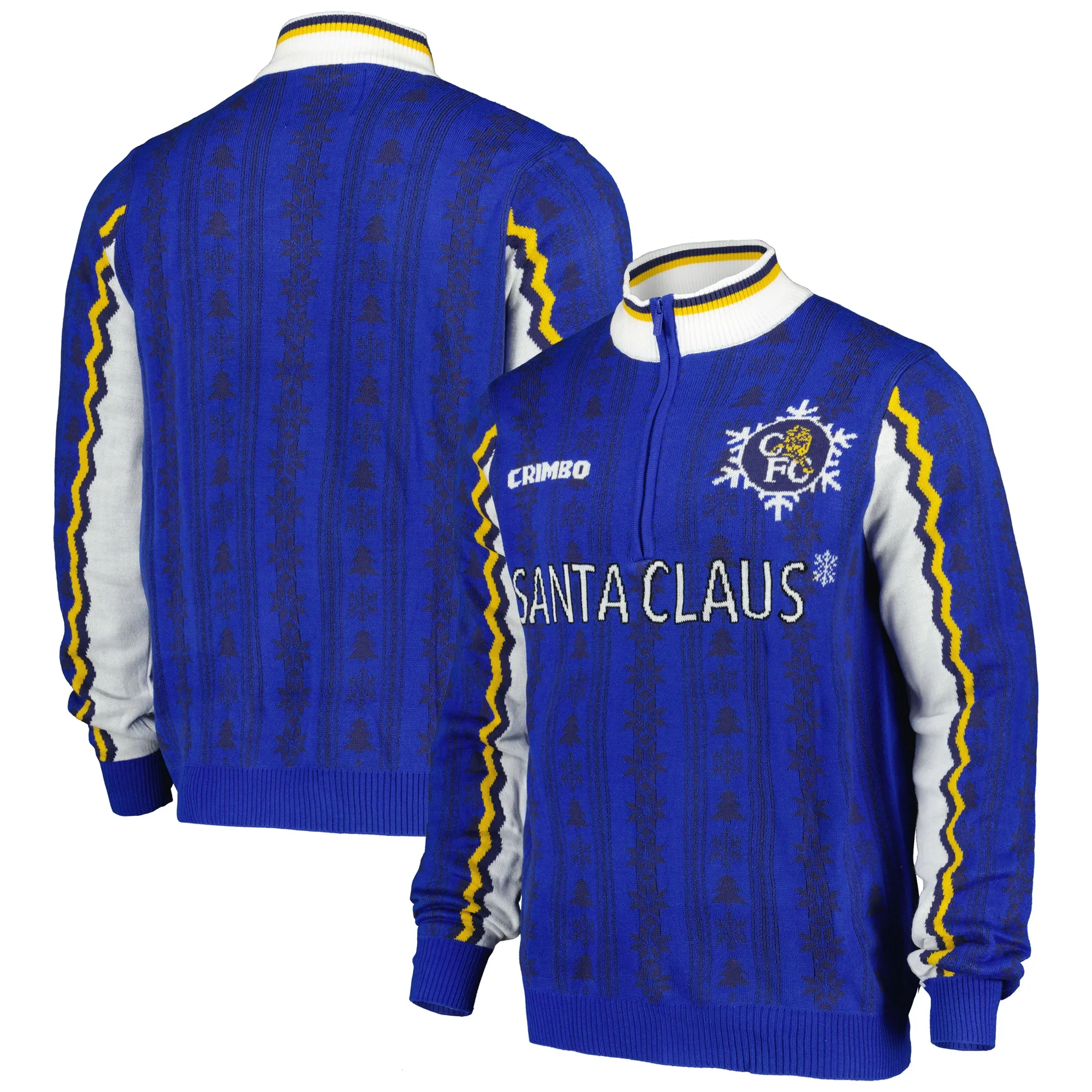 Chelsea Retro Fairisle Christmas 1/4 Zip Jumper - Blue - Unisex