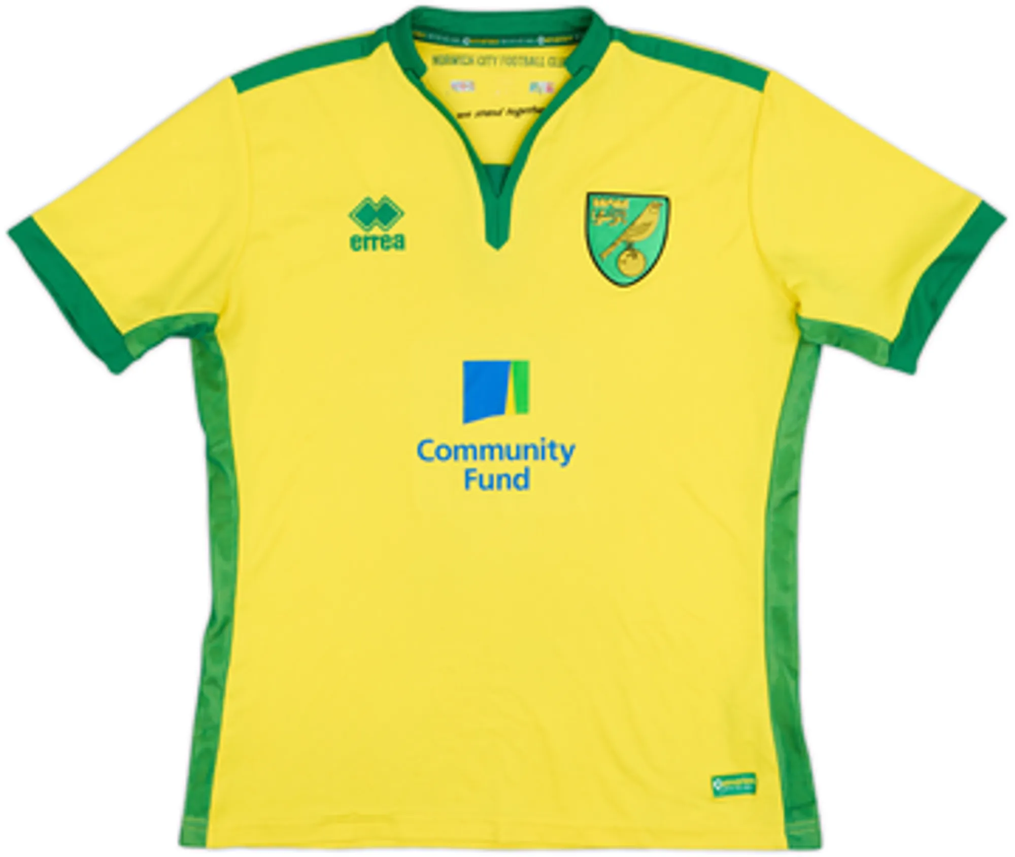 Errea Norwich City Boys SS Home Shirt 2016/17