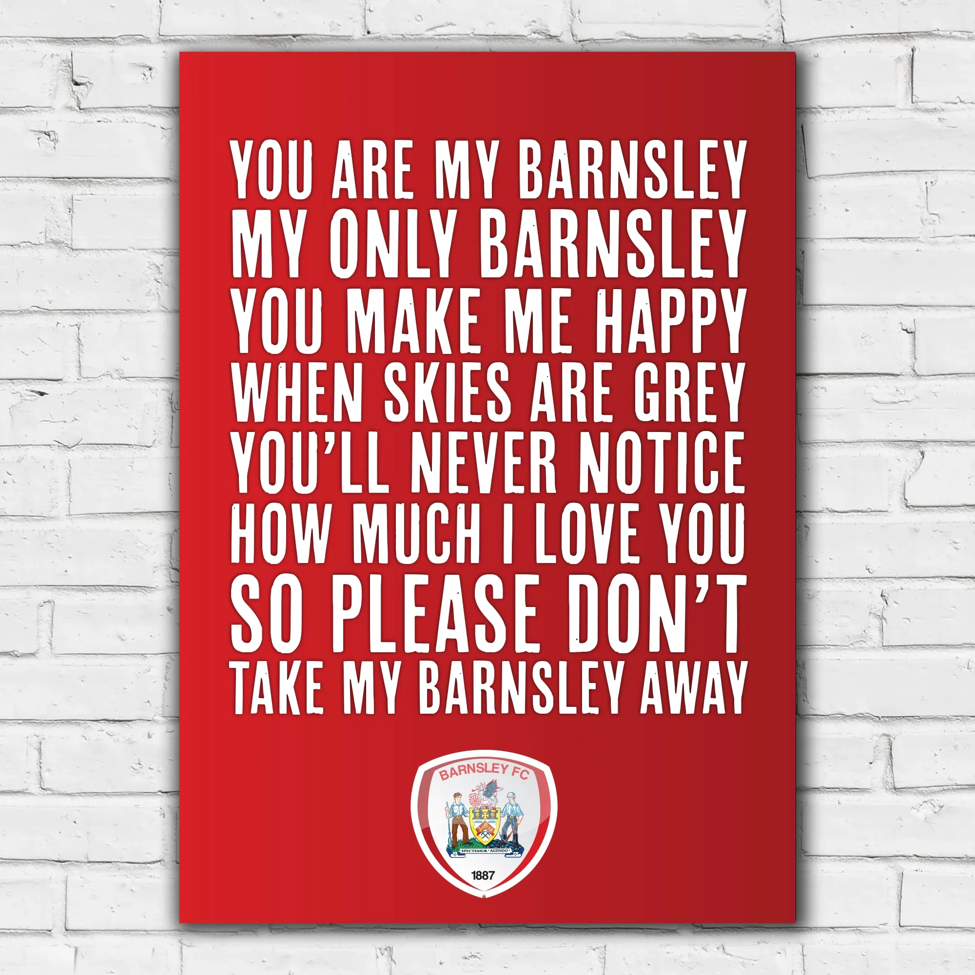 Barnsley You Are My Barnsley Print - Unframed A3