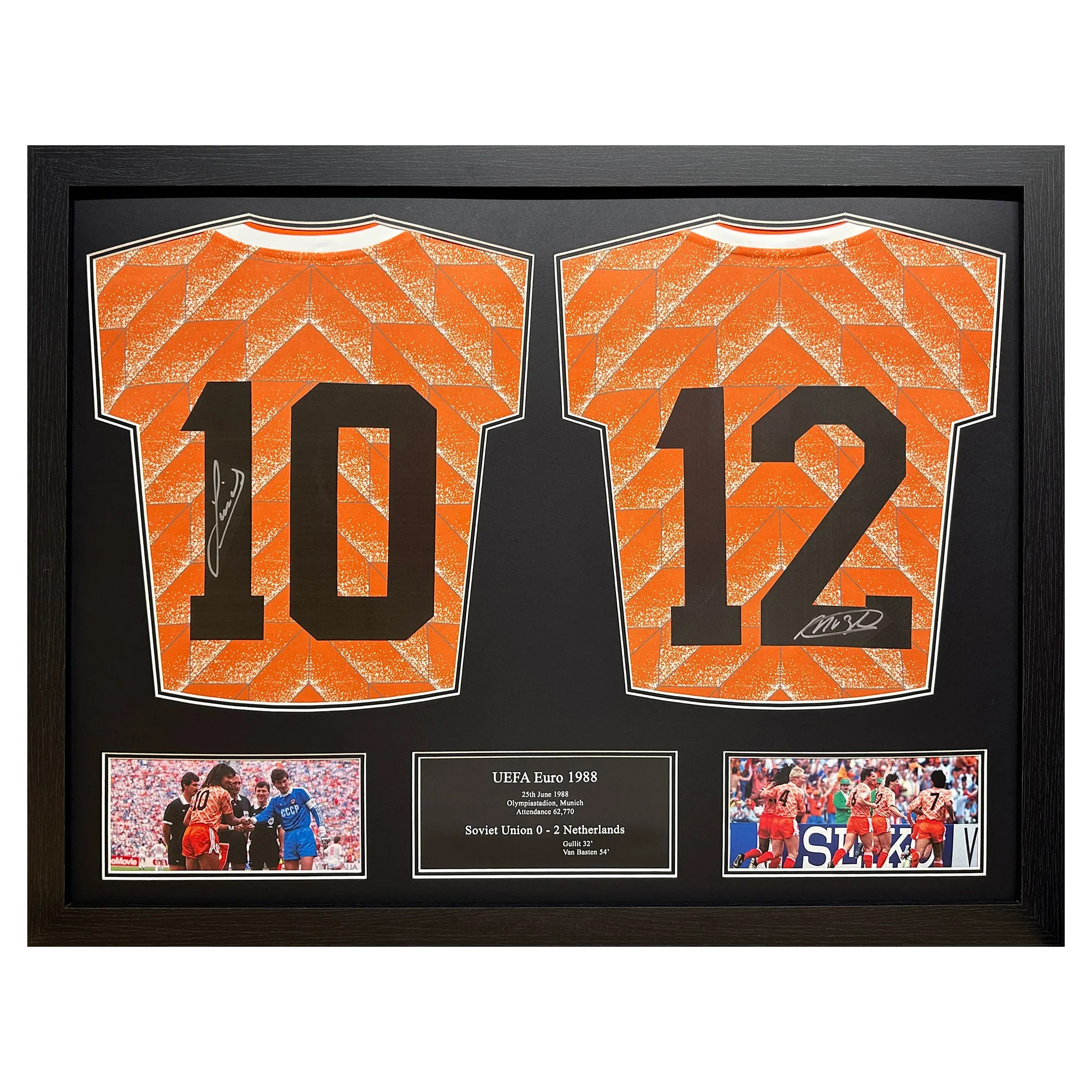 Gullit & Van Basten Netherlands 1988 Double Signed Shirt Display - Framed