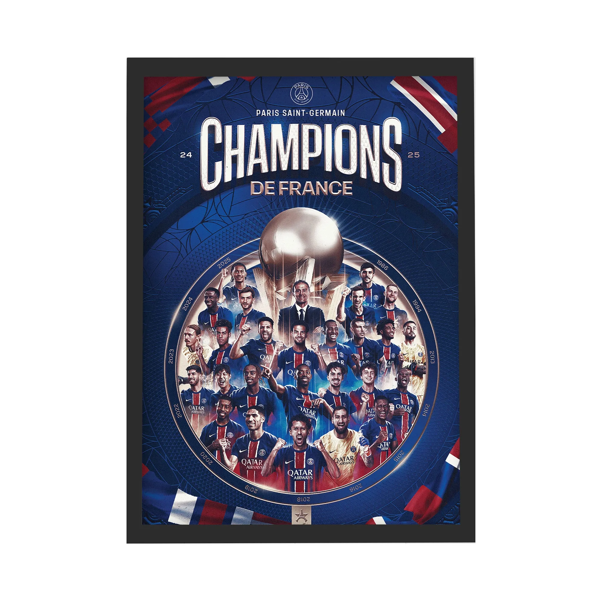 PSG Champions 2025 Framed Print - A3