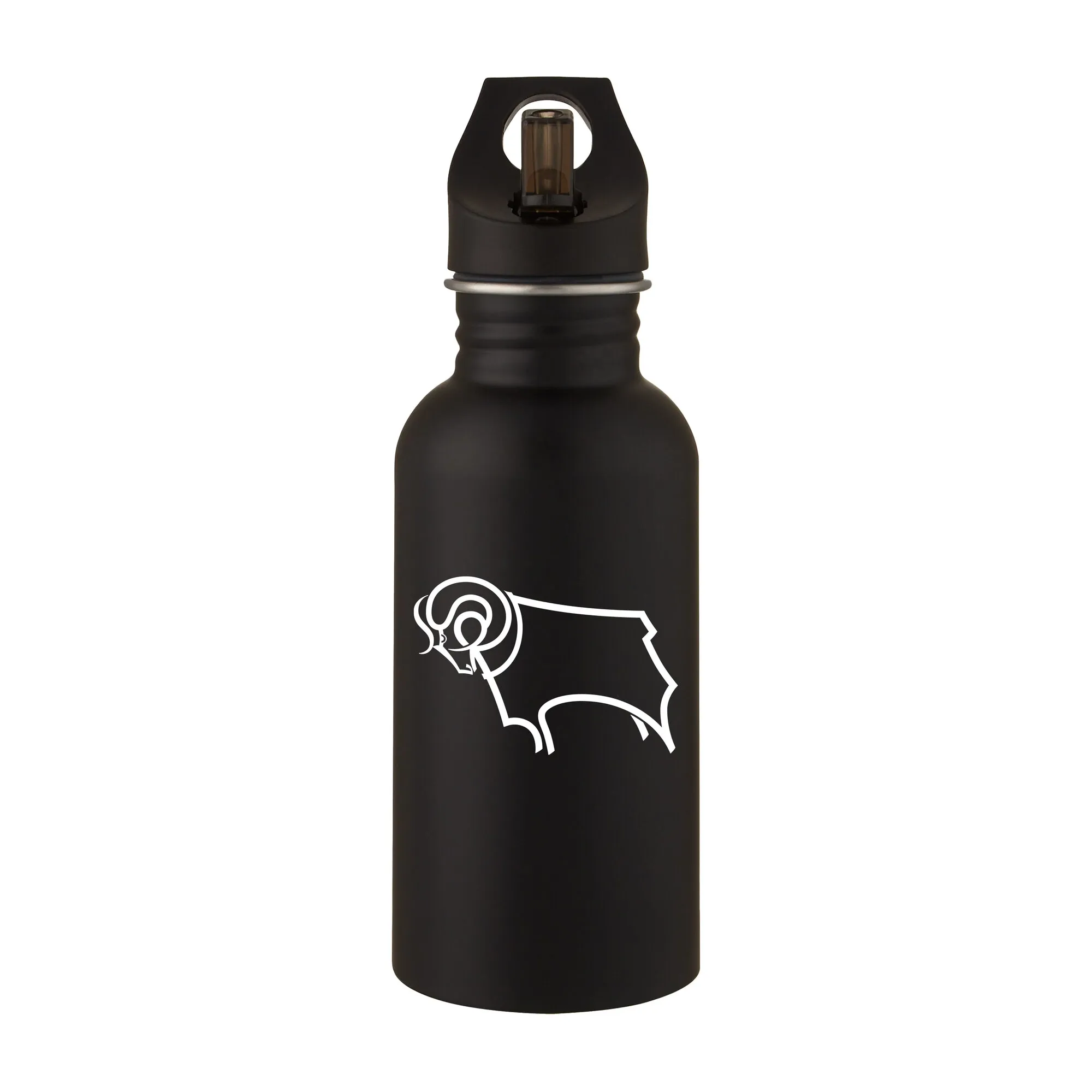 Derby County Logo Stainless Steel 500ml Drink Bottle - Black