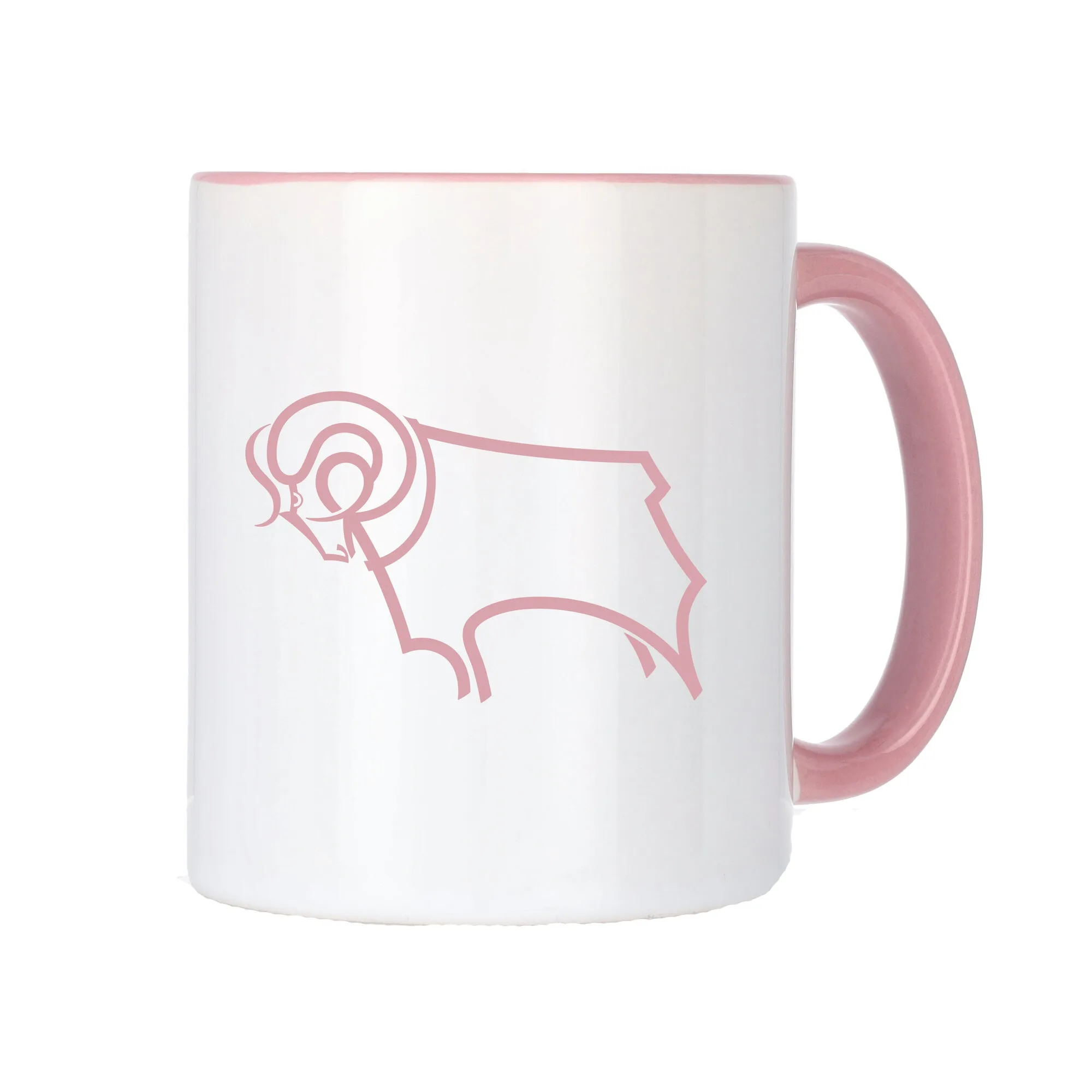 Derby County Logo Coloured inside 11oz Coffee Mug - Pink