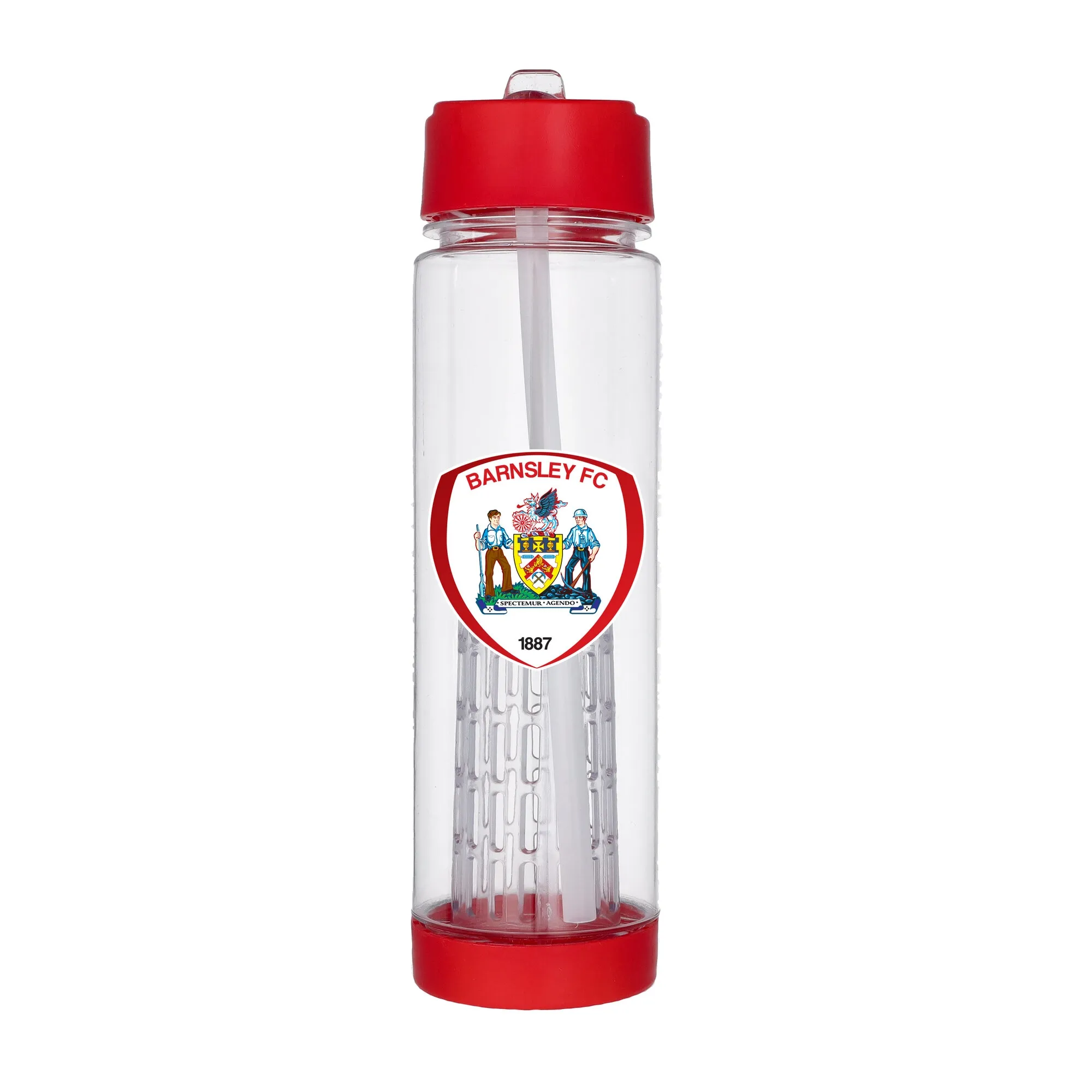 Barnsley FC Logo Clear Plastic 650ml Drink Bottle - Red