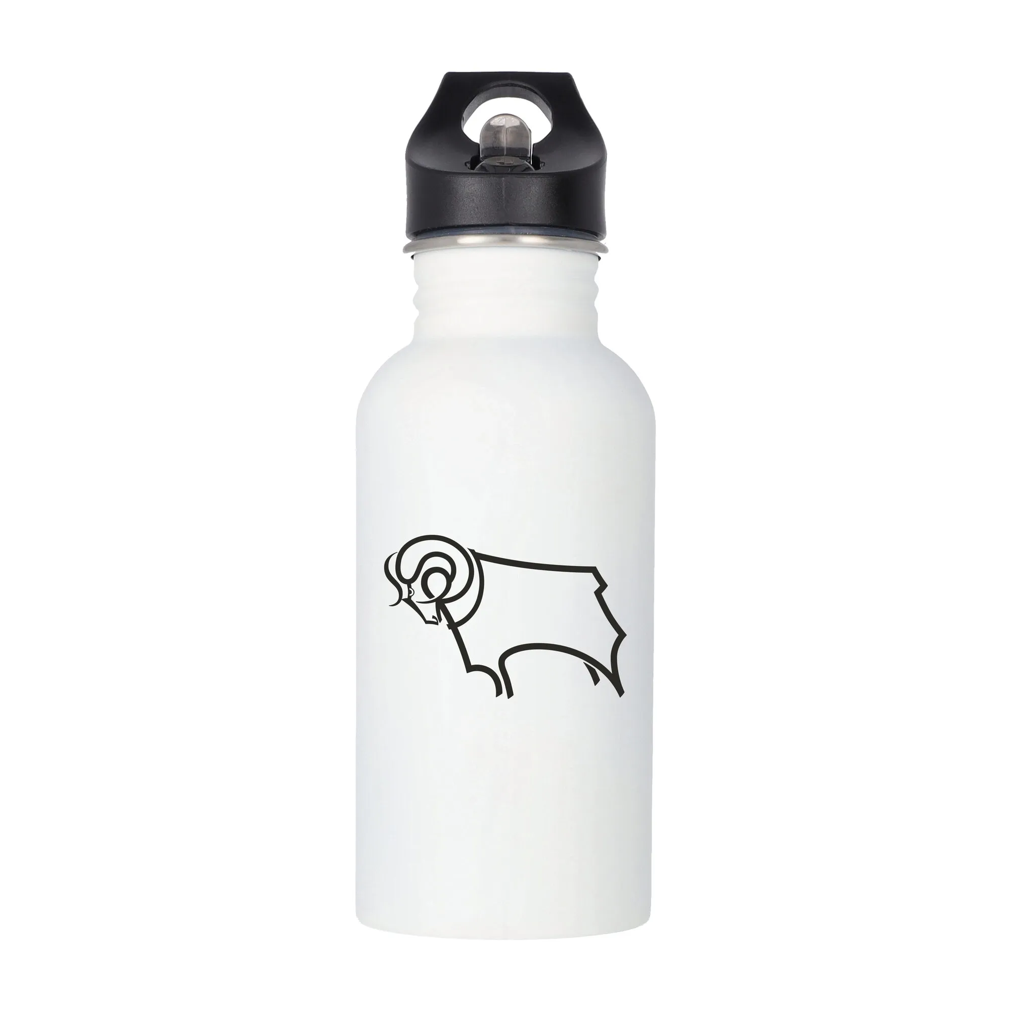 Derby County Logo Stainless Steel 500ml Drink Bottle - White