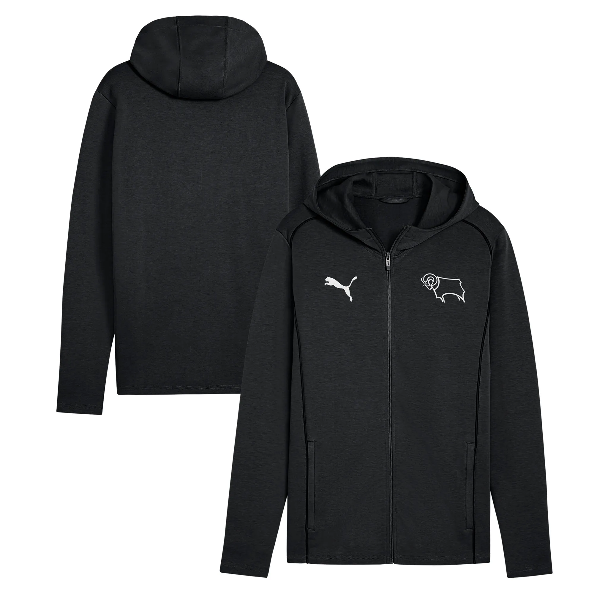 Derby County Puma Casuals Hooded Jacket - Black