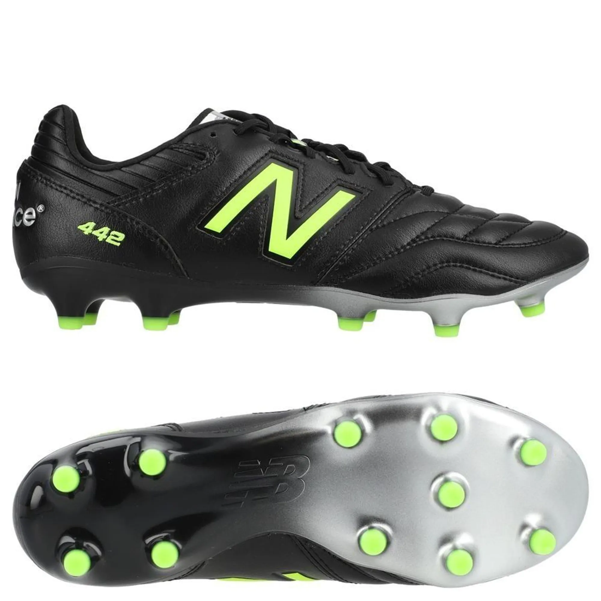 New Balance Men's 442 PRO FG V2 in Black/Green Synthetic