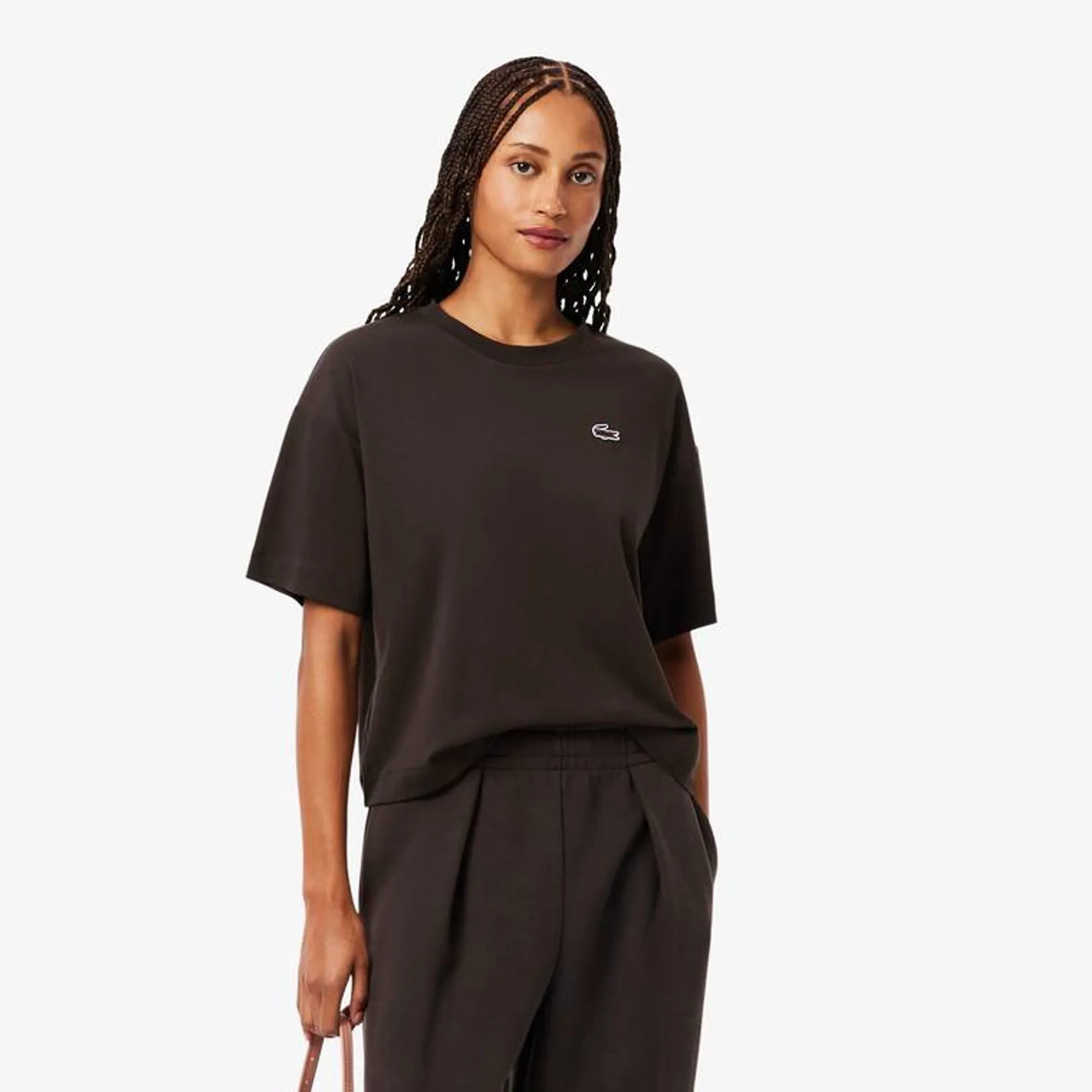 Lacoste Relaxed Fit Landscape Crocodile T-shirt - Brown