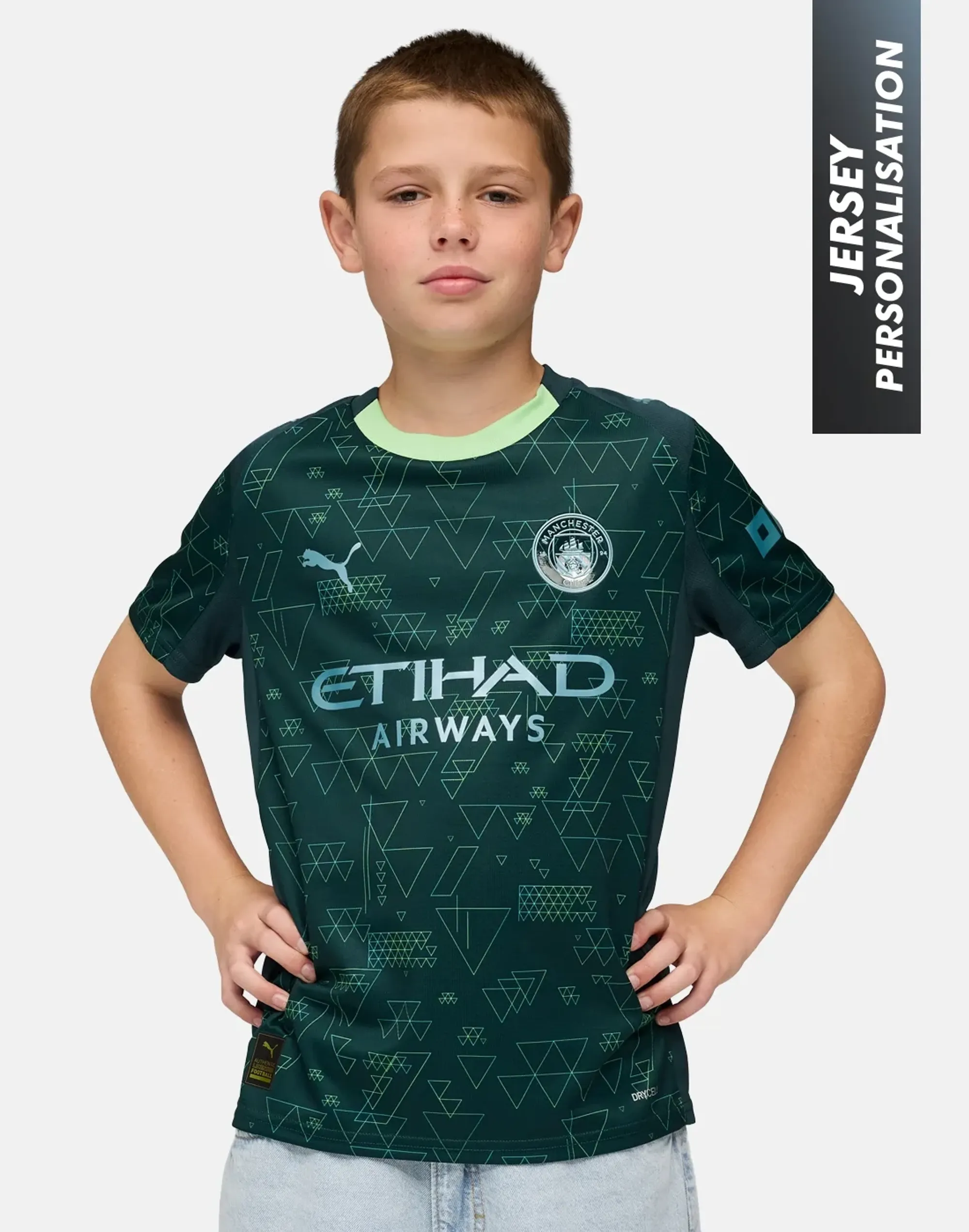 PUMA Manchester City 25/26 Fourth Jersey Youth, Green Terrain