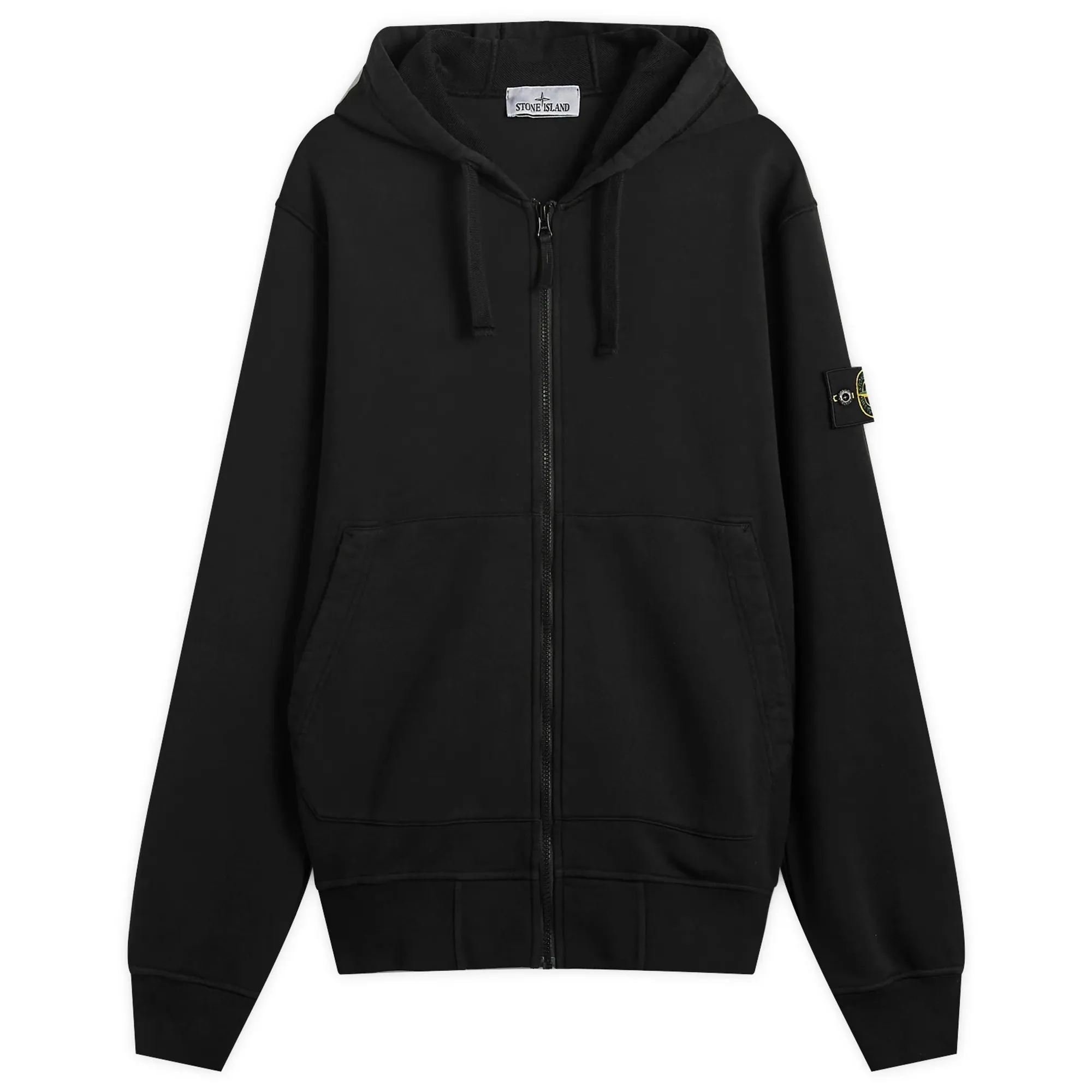 Stone Island Men's Organic Cotton Fleece Zip Hoodie Black