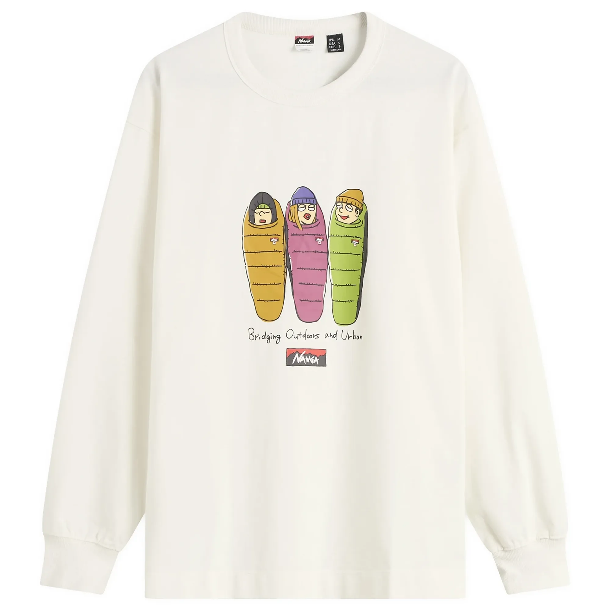 NANGA Men's Eco Hybrid Long Sleeve Graphic T-Shirt White