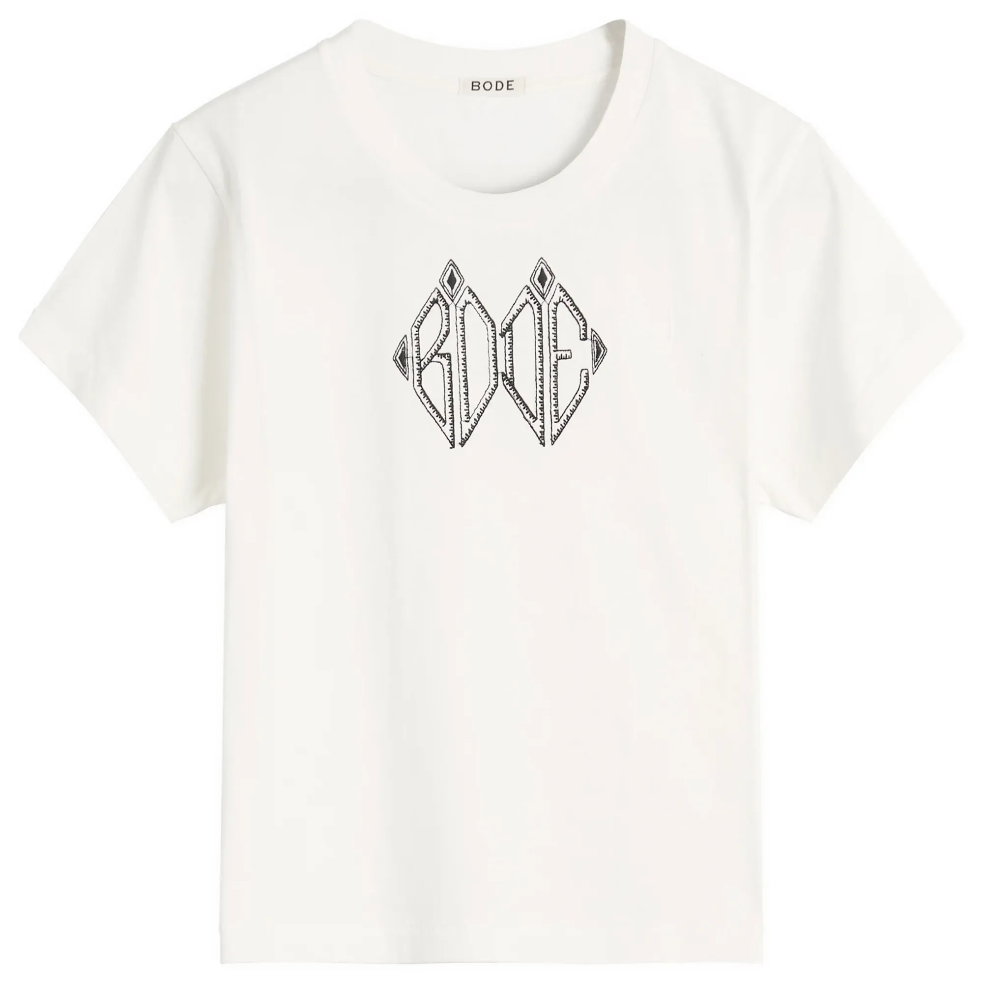 Bode Women's Diamond Monogram T-Shirt Cream