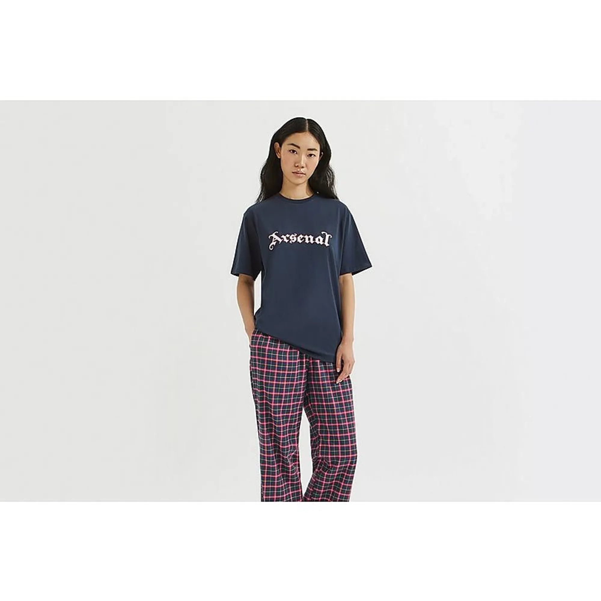 Arsenal Essentials Womens Gothic Check Pyjama Set, Blue