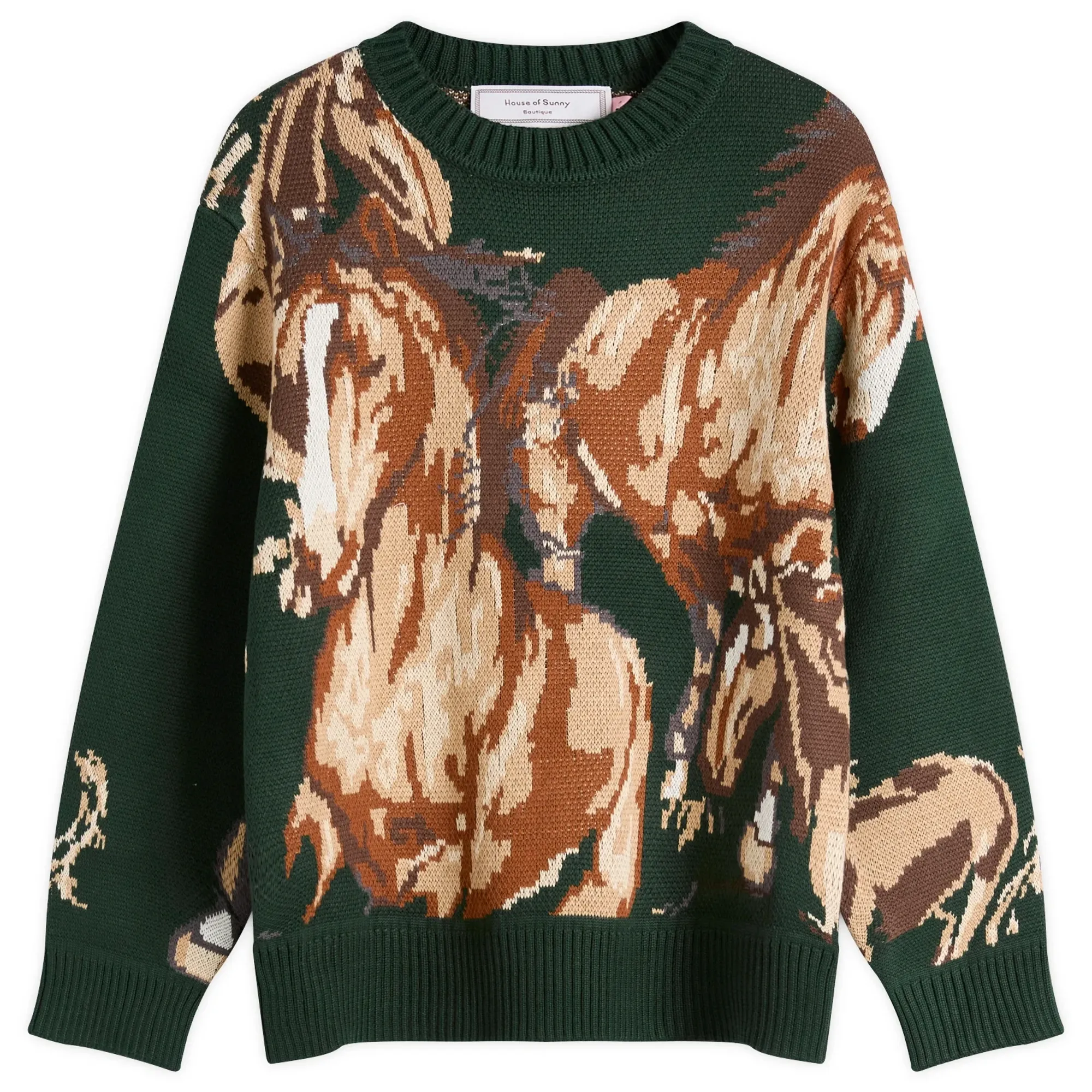 House Of Sunny Women's Wild Horses Jumper Emerald Green