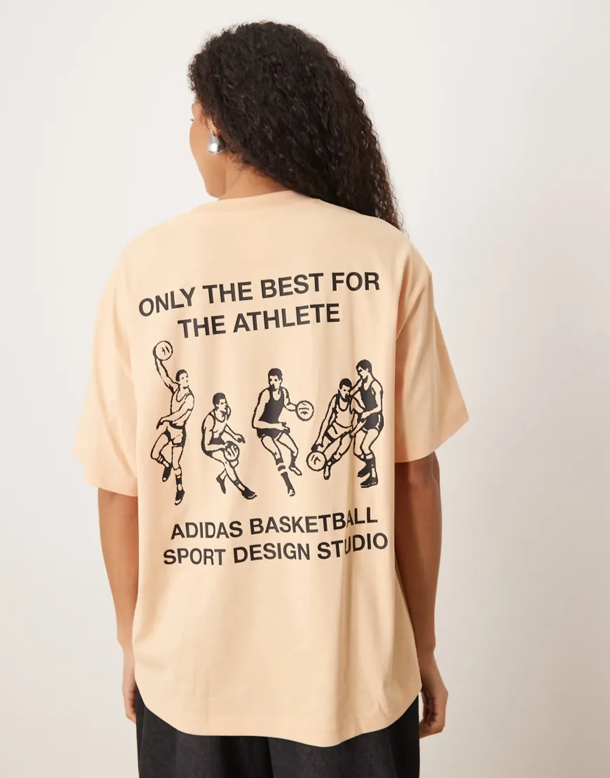 Adidas Originals Basketball T-Shirt With Back Graphic In Peach-Orange