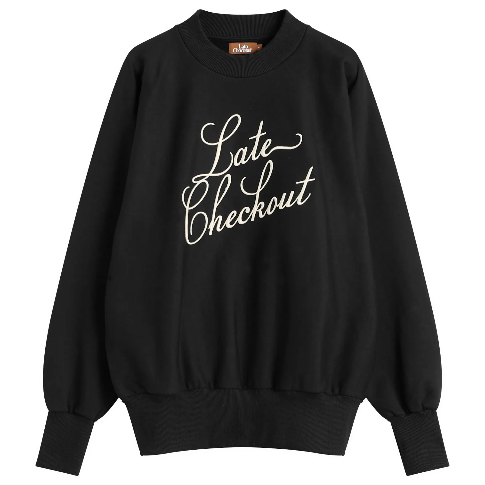 Late Checkout Men's Black/White Script Crewneck Sweatshirt