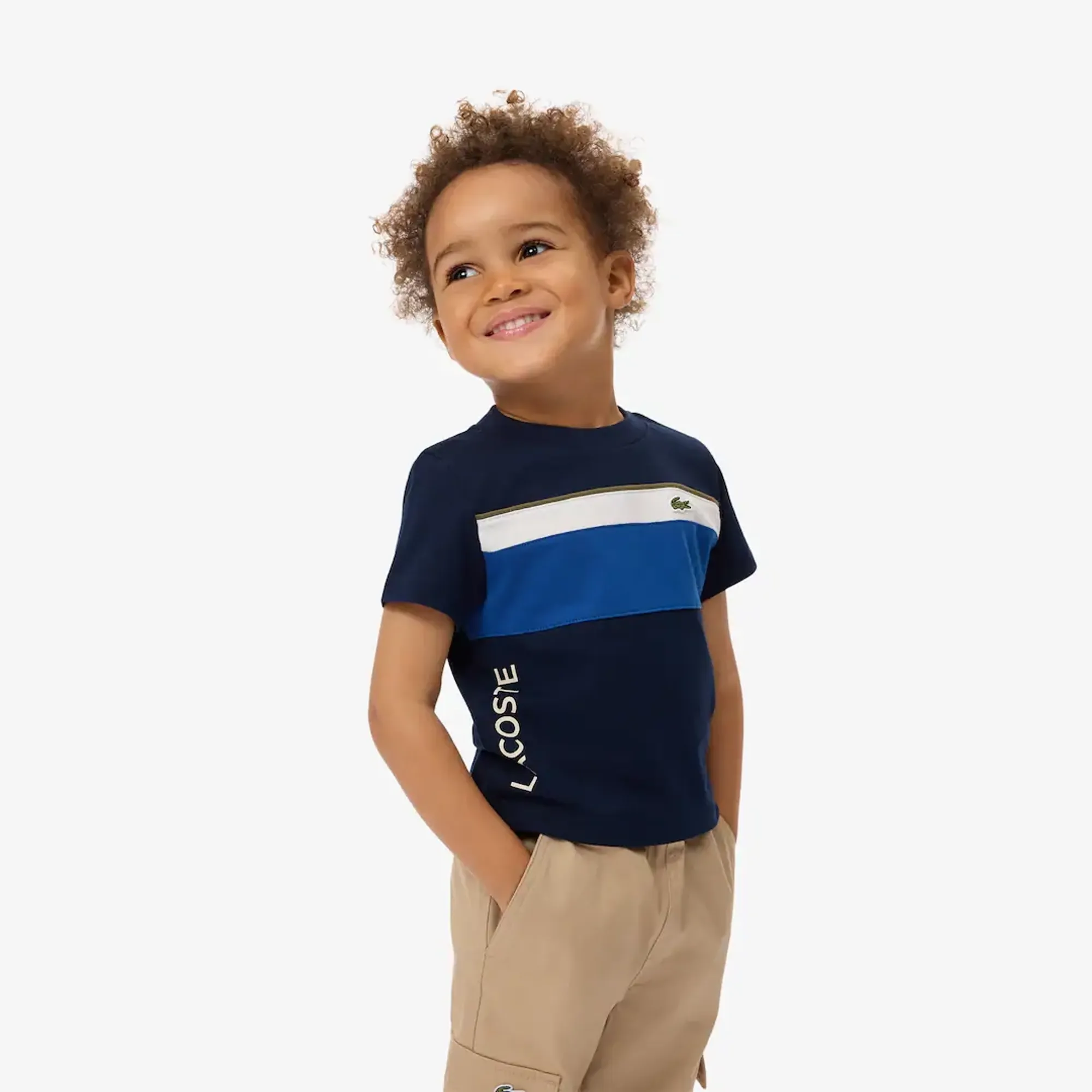 Lacoste Cotton Colour-Block T-shirt - Navy Blue / Khaki Green / White / Blue