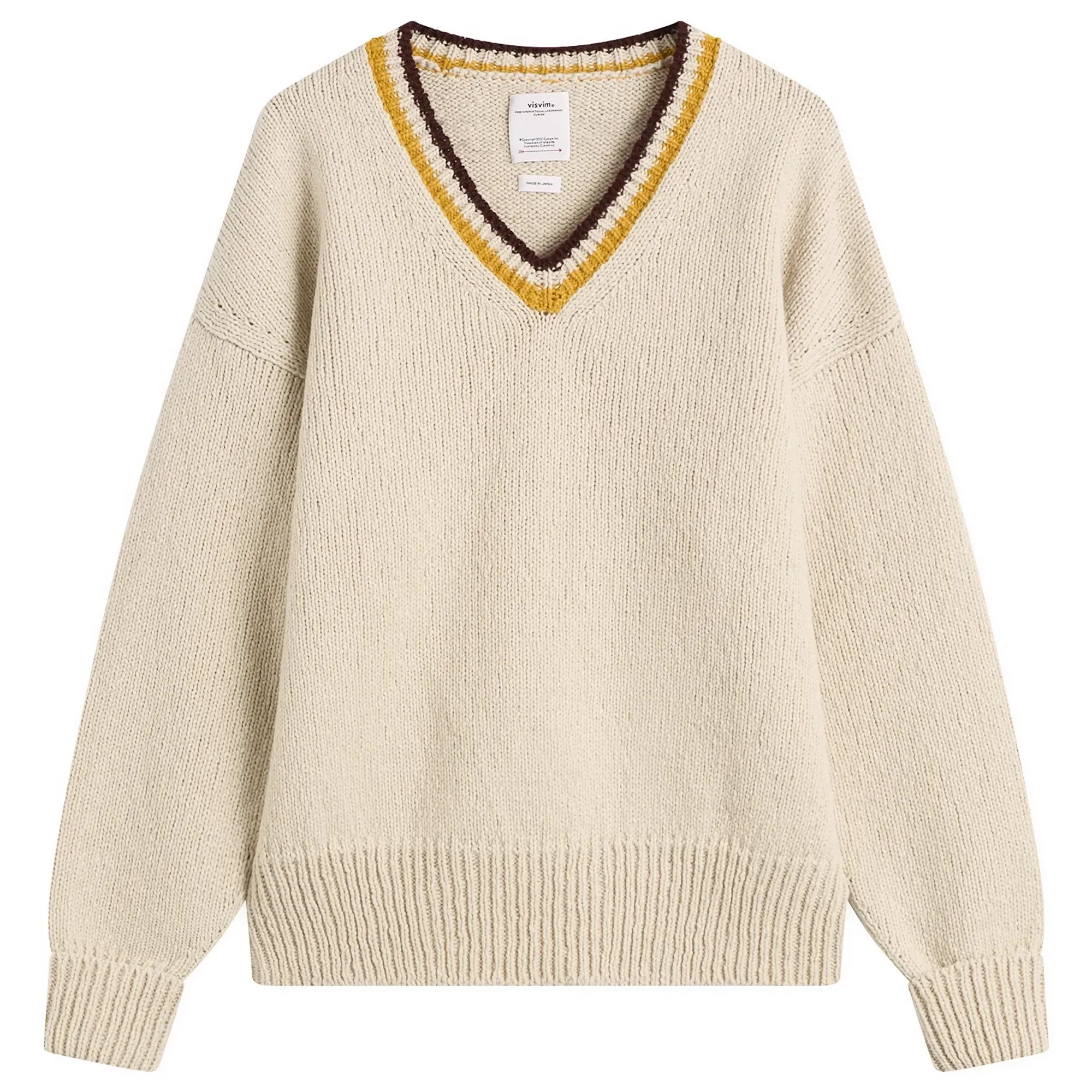 Visvim Men's College V-Neck Knit Ivory