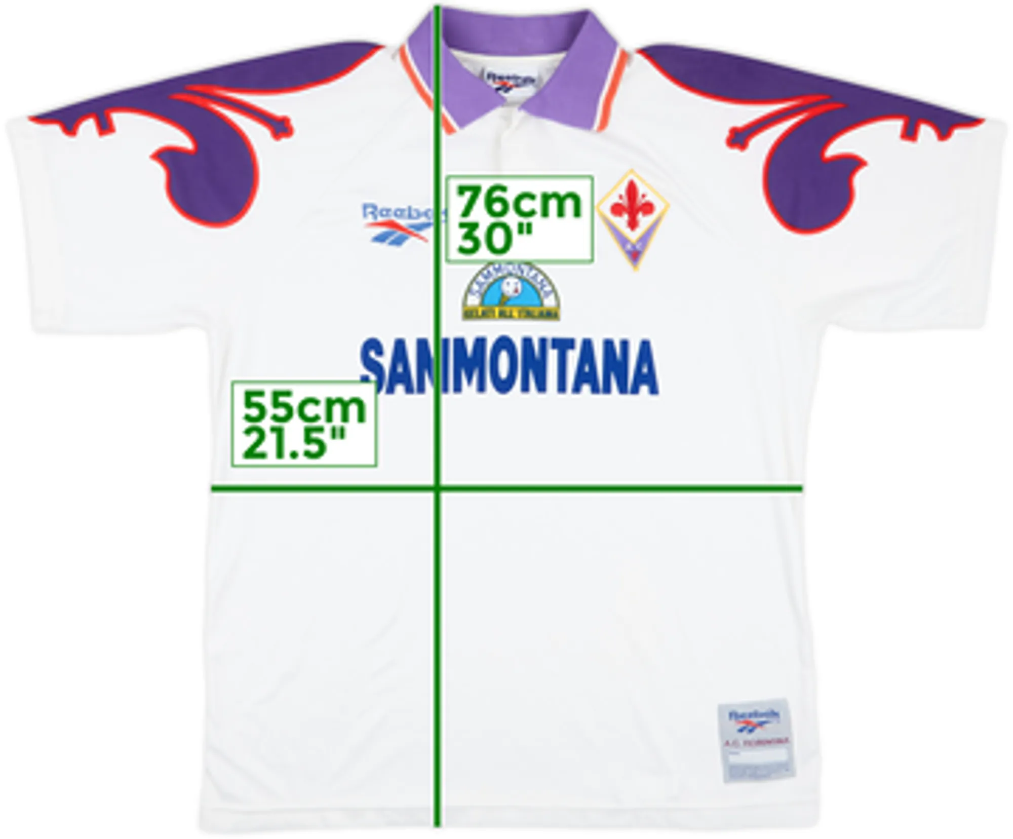 Reebok Fiorentina Mens SS Away Shirt 1995/96