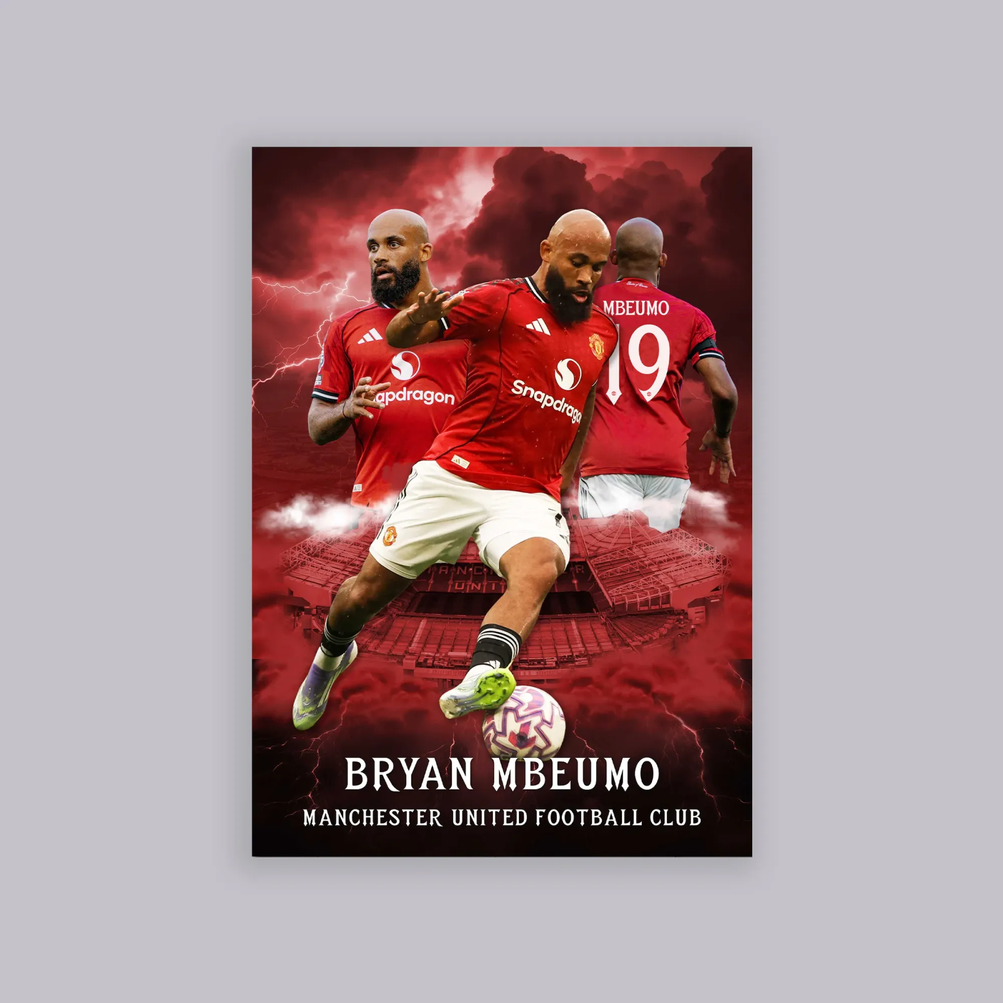 Manchester United Bryan Mbeumo A2 Poster Red