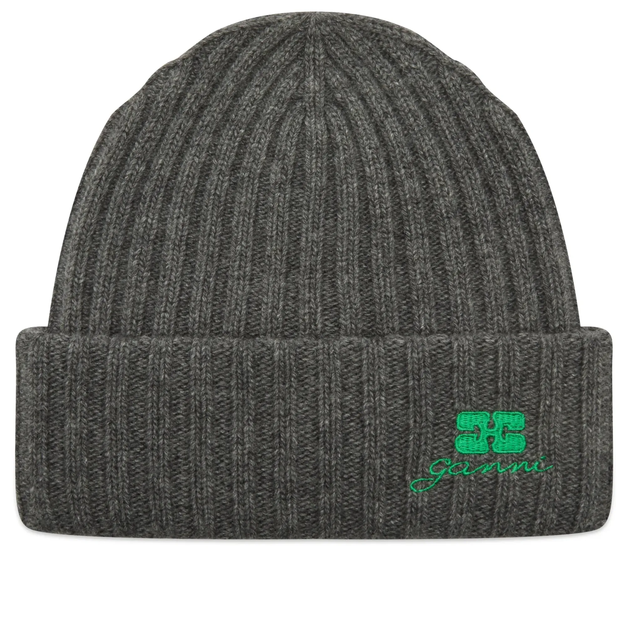 GANNI Women's Core Future Wool Knit Beanie Charcoal Grey