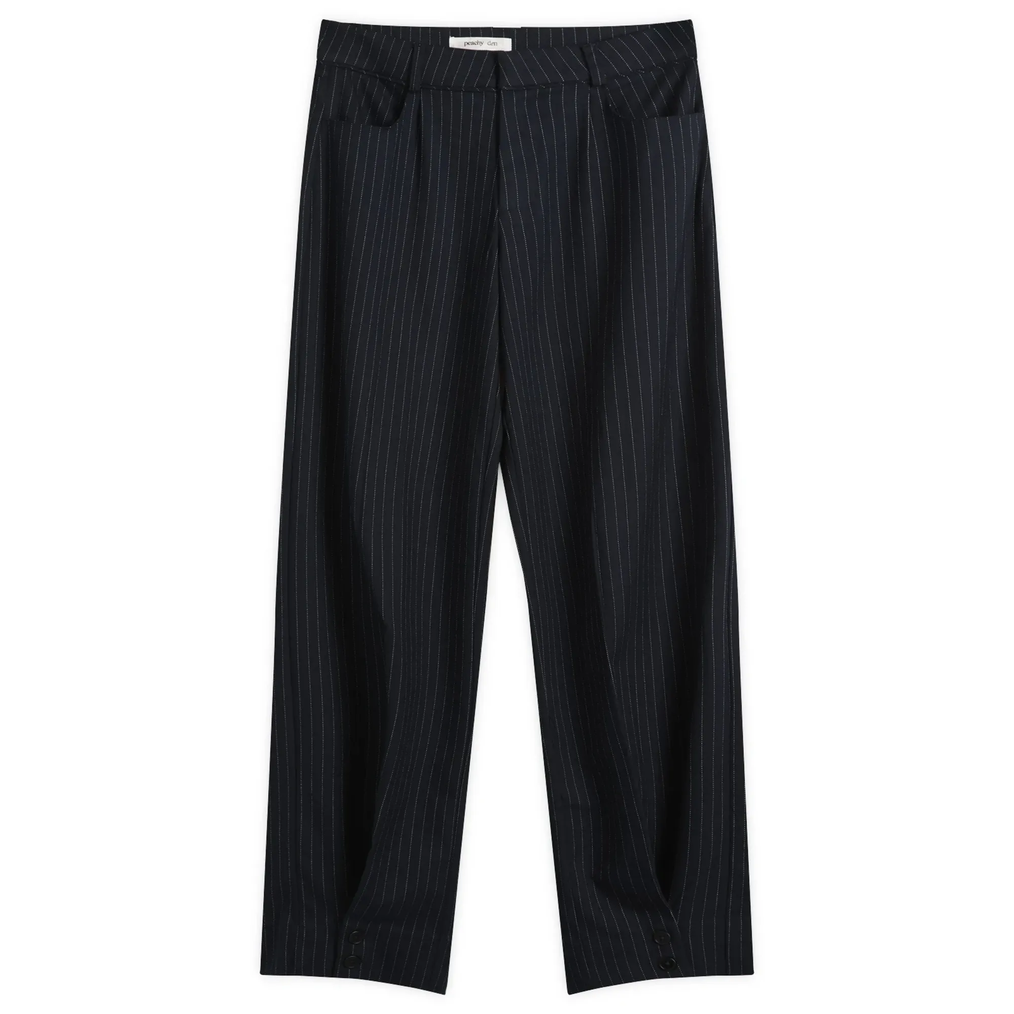 Peachy Den Women's Bardot Tailored Trousers Ink Pinstripe