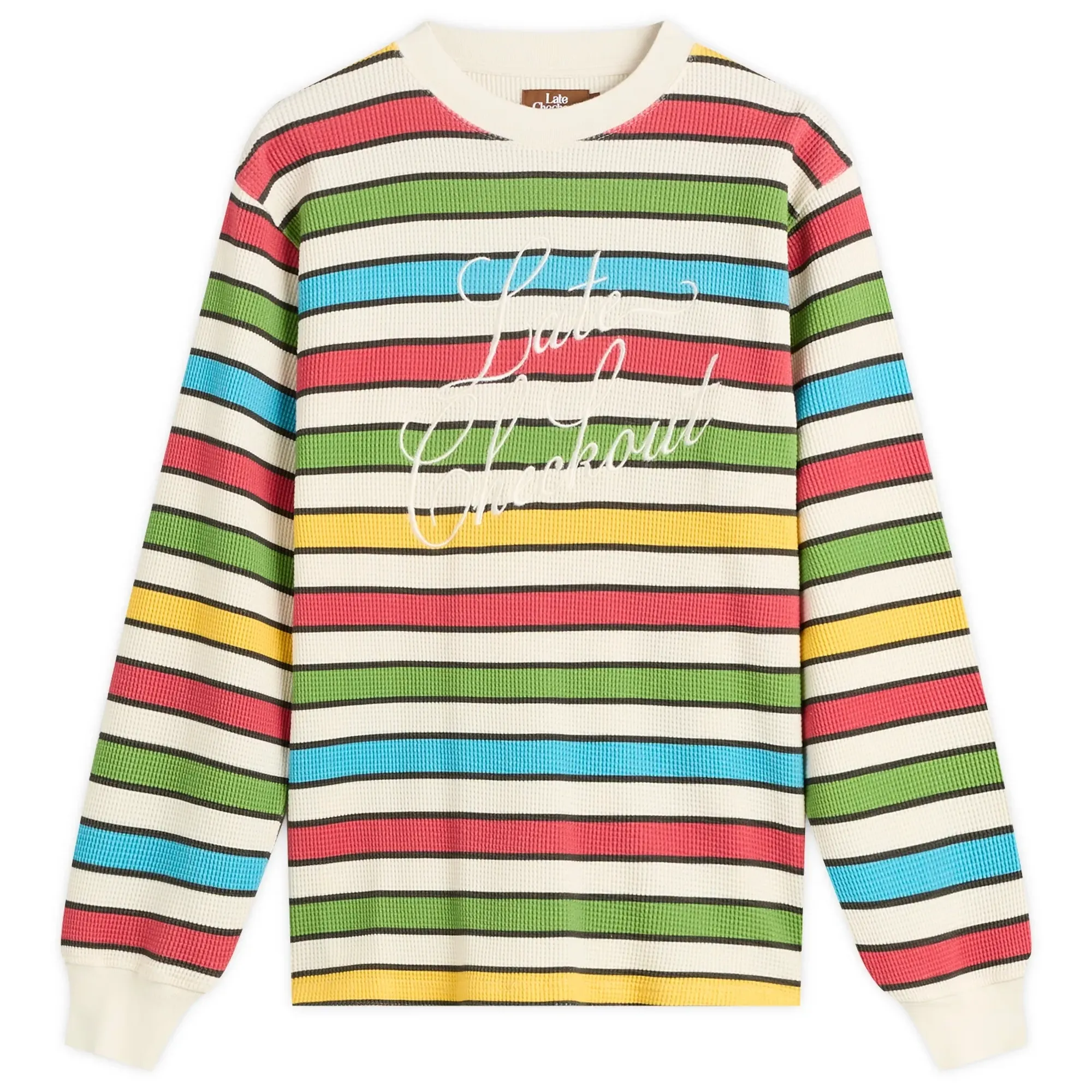 Late Checkout Men's Multicolour Script Waffle L/S Tee