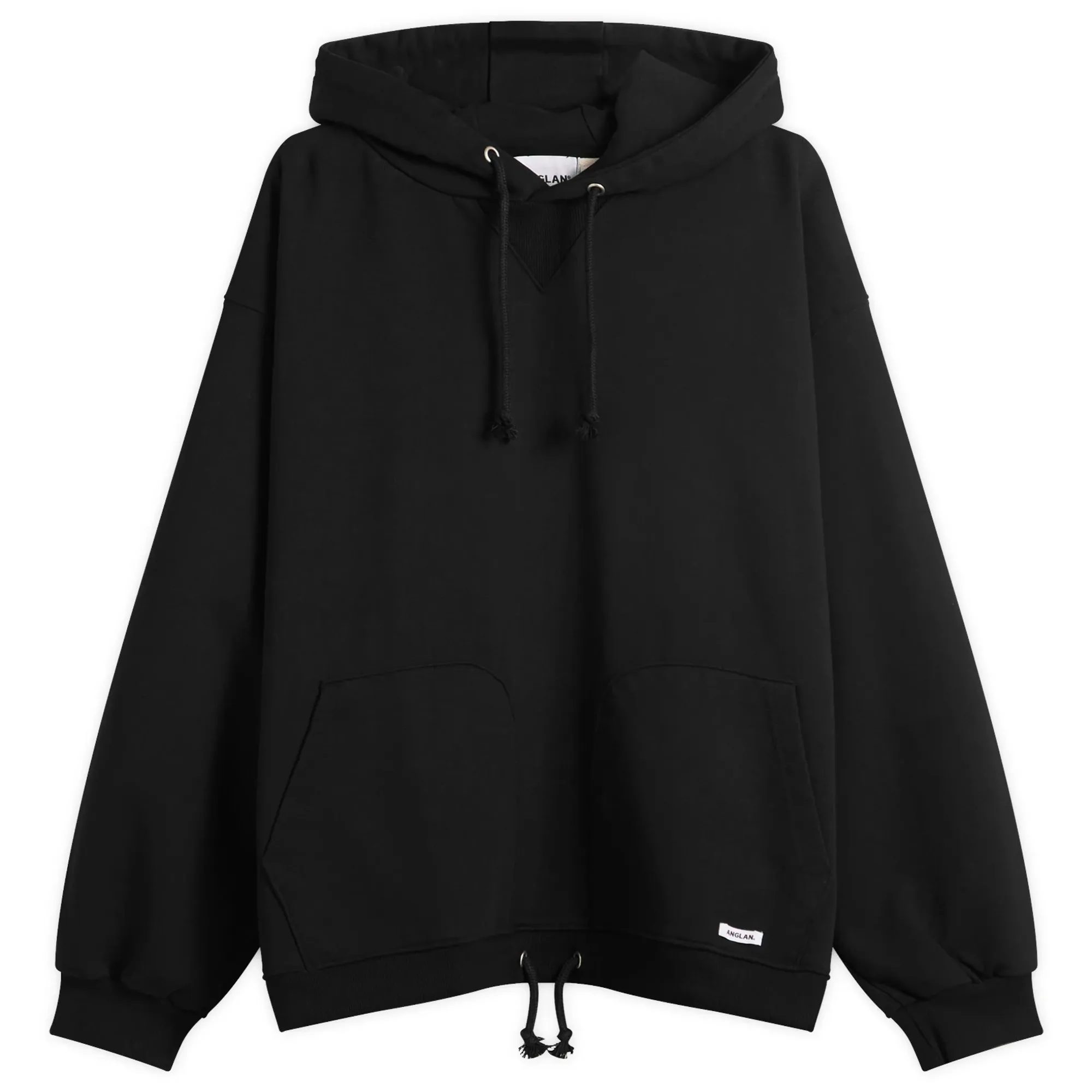 Anglan Men's Double Valley Tuck Sweat Hoodie Black