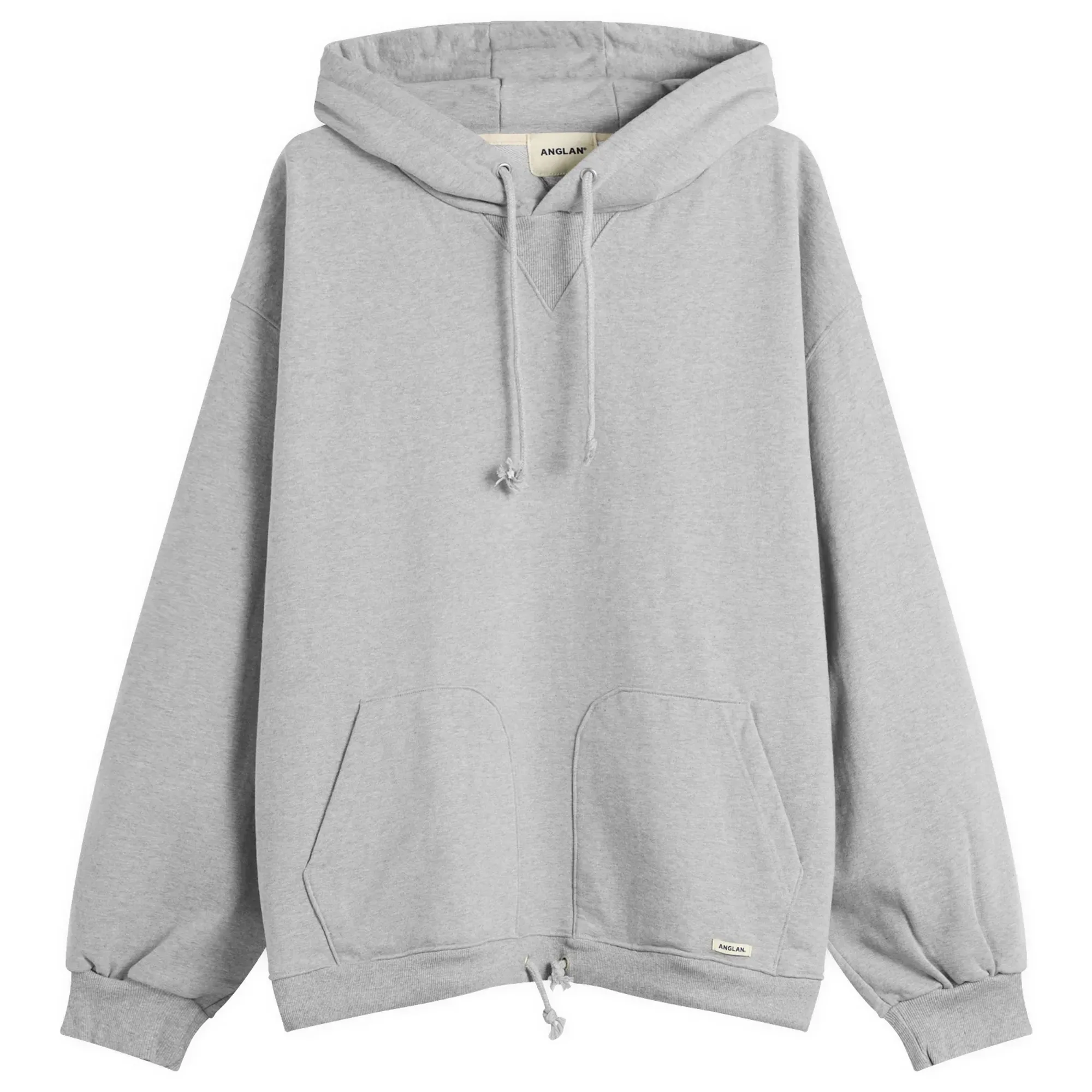 Anglan Men's Double Valley Tuck Sweat Hoodie Melange Grey