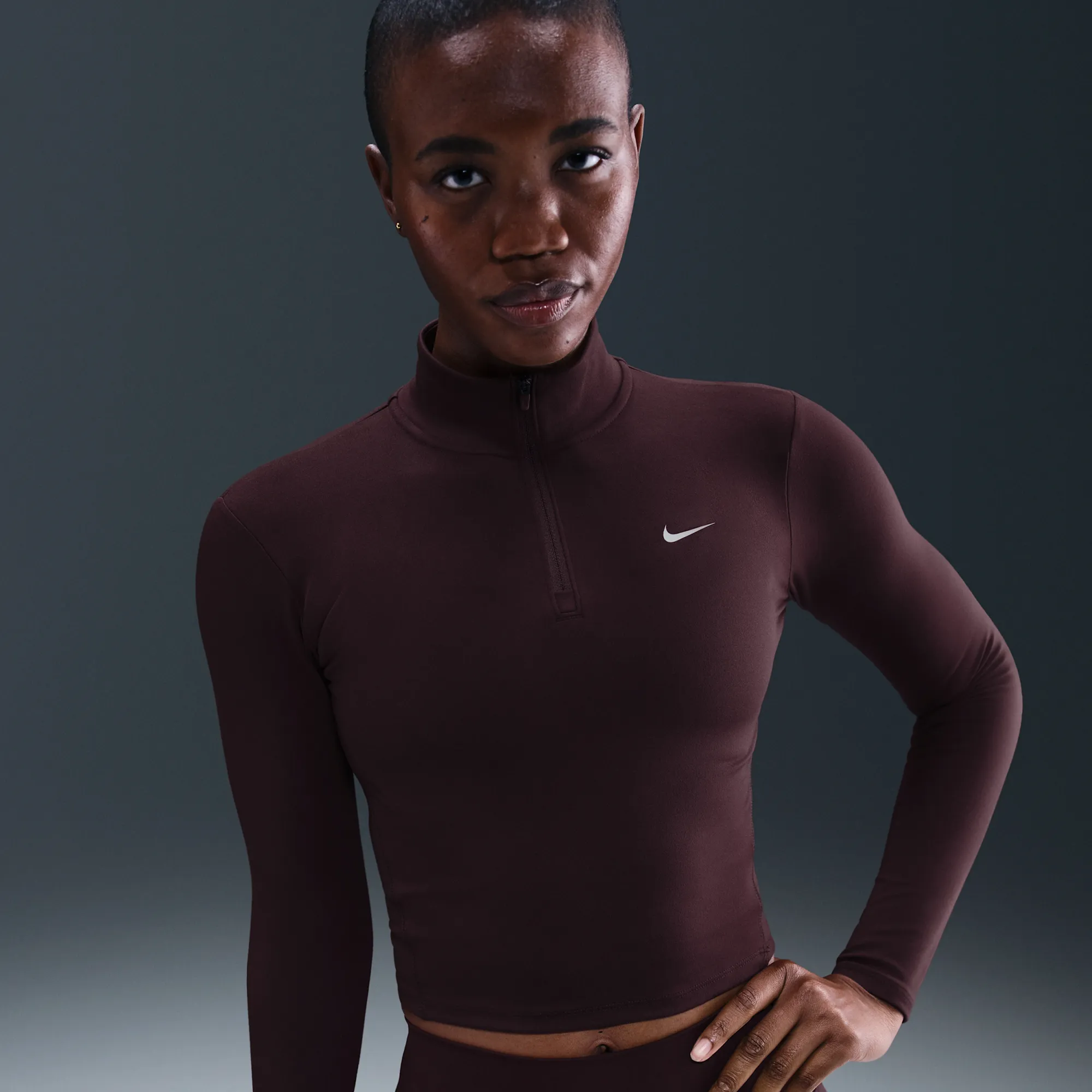 Nike One Fitted Women's Dri-FIT 1/4-Zip Mid Layer - Red - Polyester