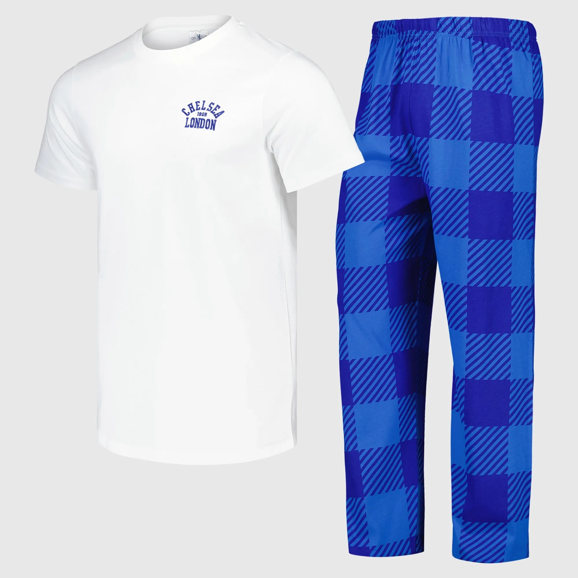 Chelsea Check Long Pant Lounge Set - White - Boys