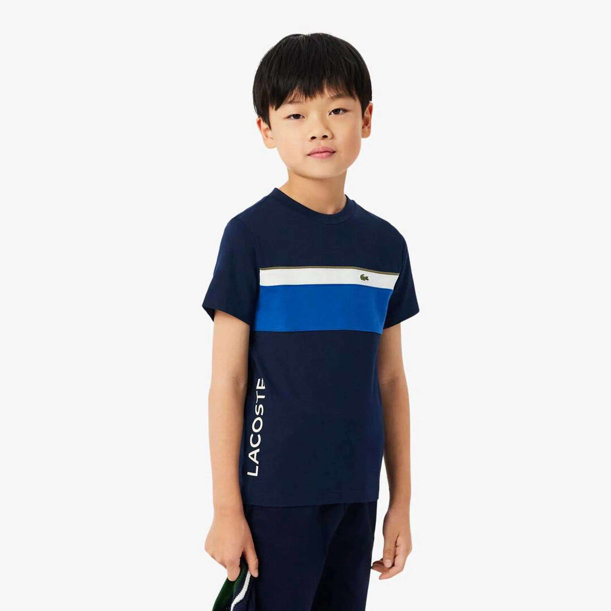 Lacoste Cotton Colour-Block T-shirt - Navy Blue / Khaki Green / White / Blue