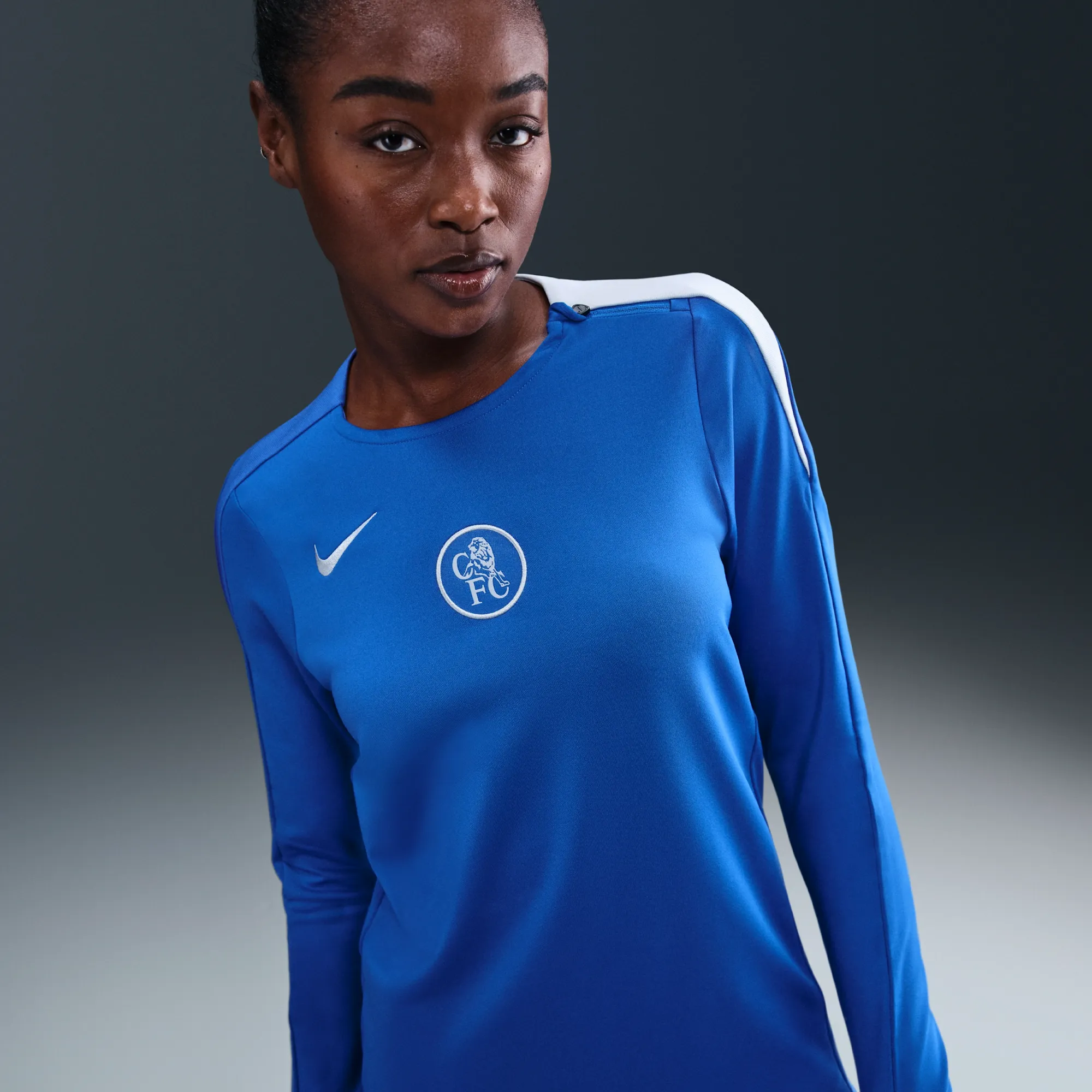 Chelsea F.C. Strike Third Women's Nike Dri-FIT Total 90 Football Knit Crew-Neck Top - Blue - Polyester/Elastane