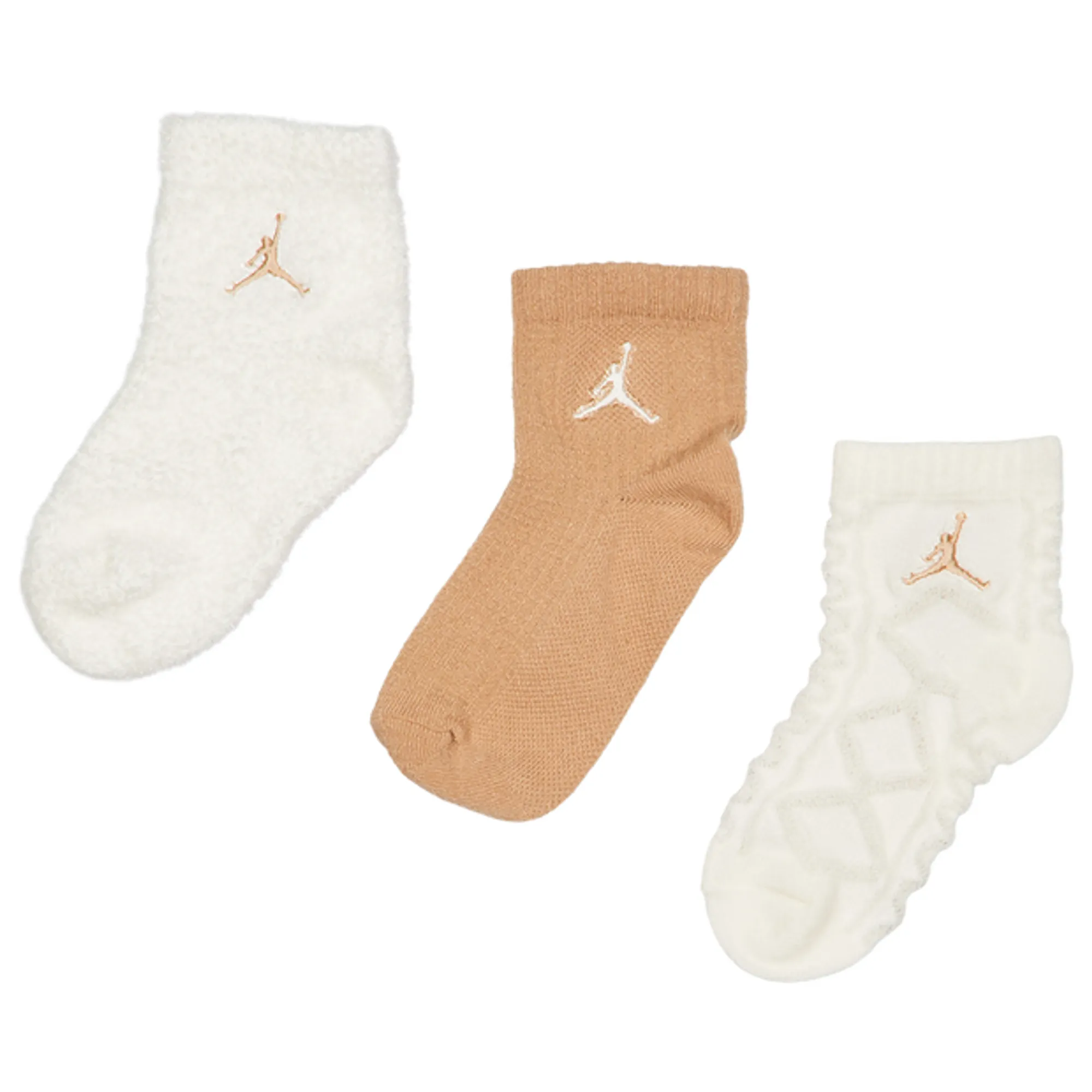 Jordan Kids Ankle No Slip 3 Pack Unisex Socks - Brown