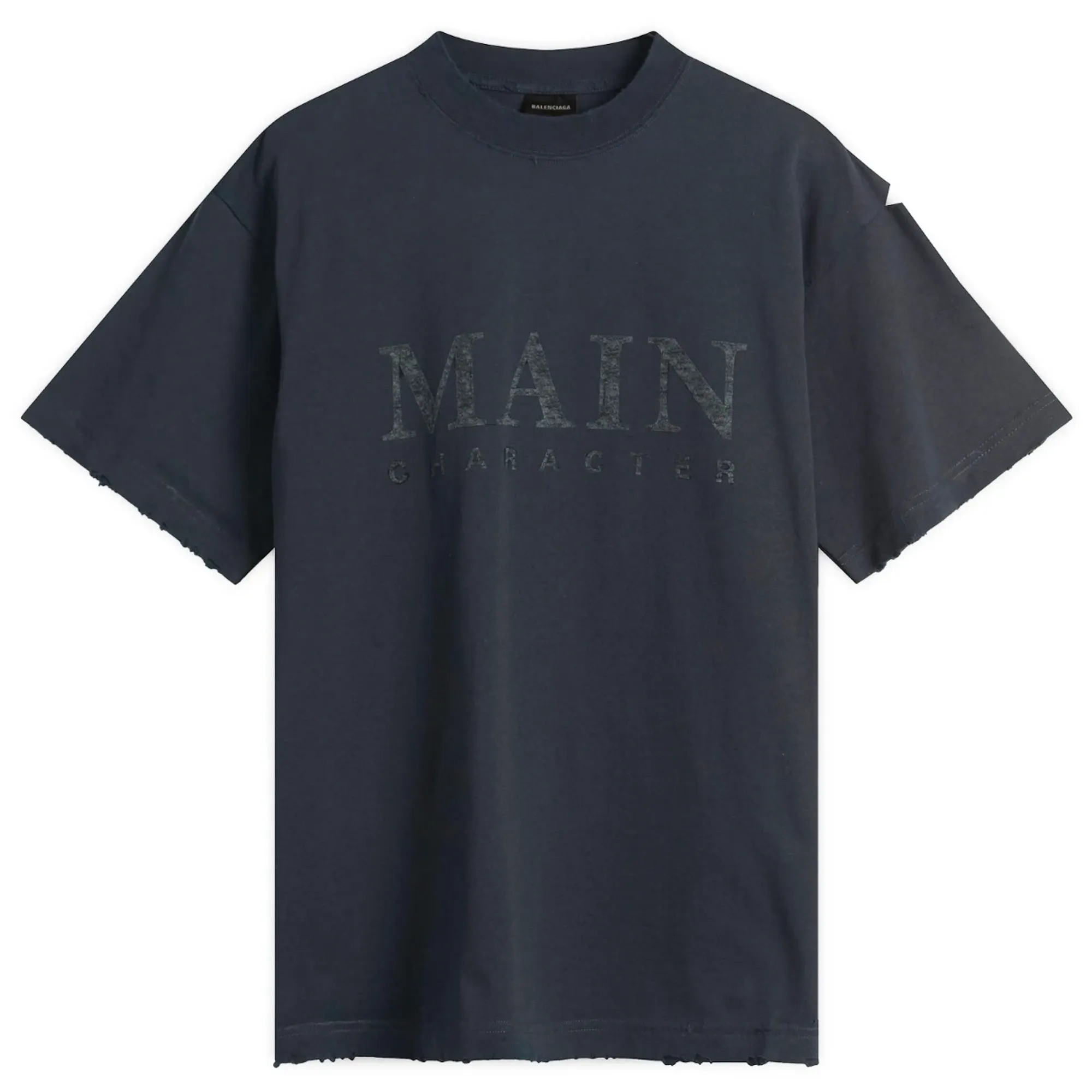 Balenciaga Men's Main Character' Print T-Shirt Faded Black