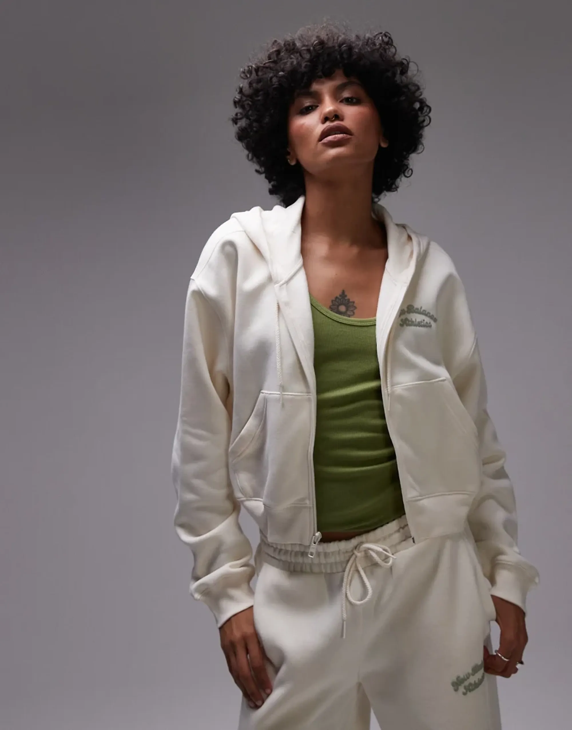 New Balance Womens Linear Heritage Full Zip Fleece Hoodie