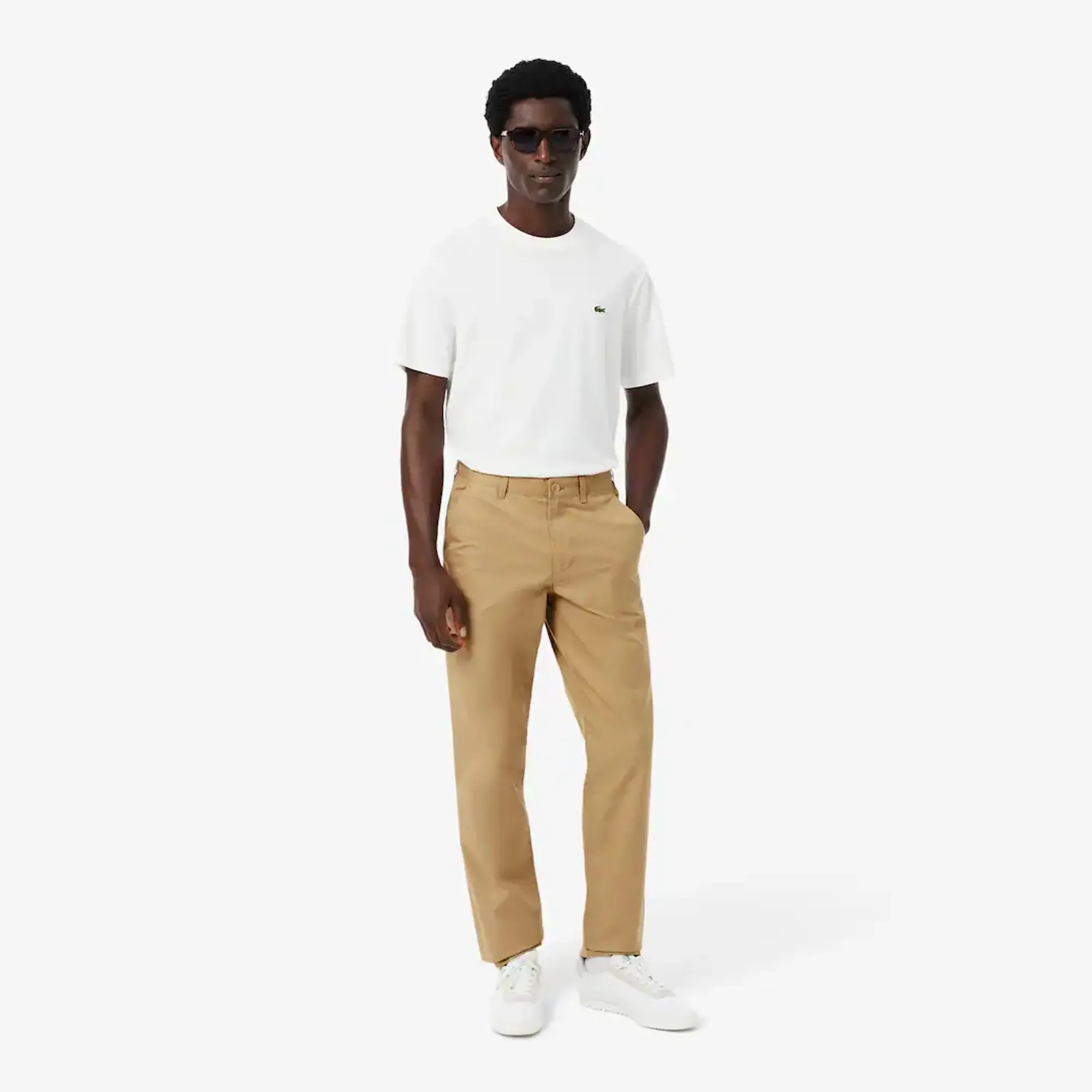 Lacoste Regular Fit Cotton Chino Pants - Beige