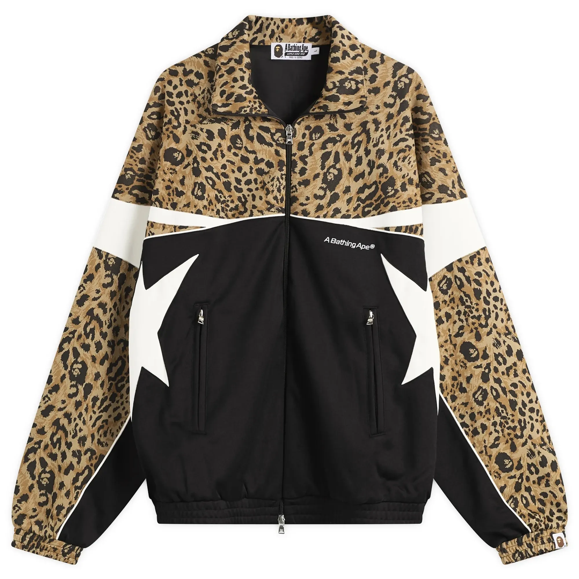 A Bathing Ape Men's Wild Leopard Print Track Jacket Black