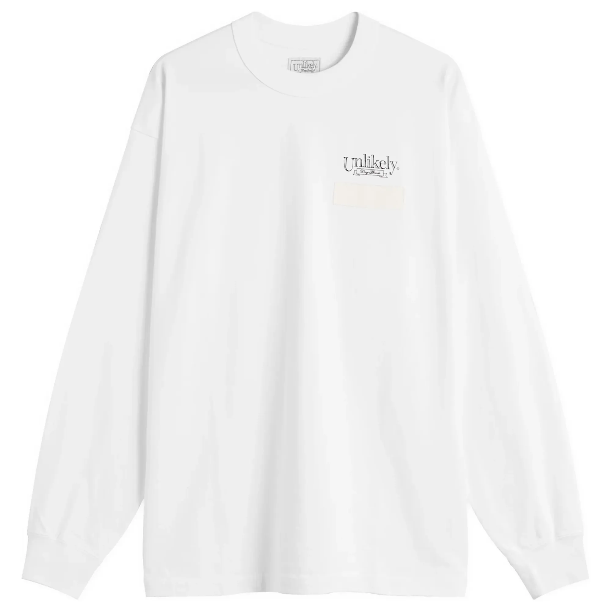 Unlikely Dry Goods Men's Team Logo Long Sleeve T-Shirt White