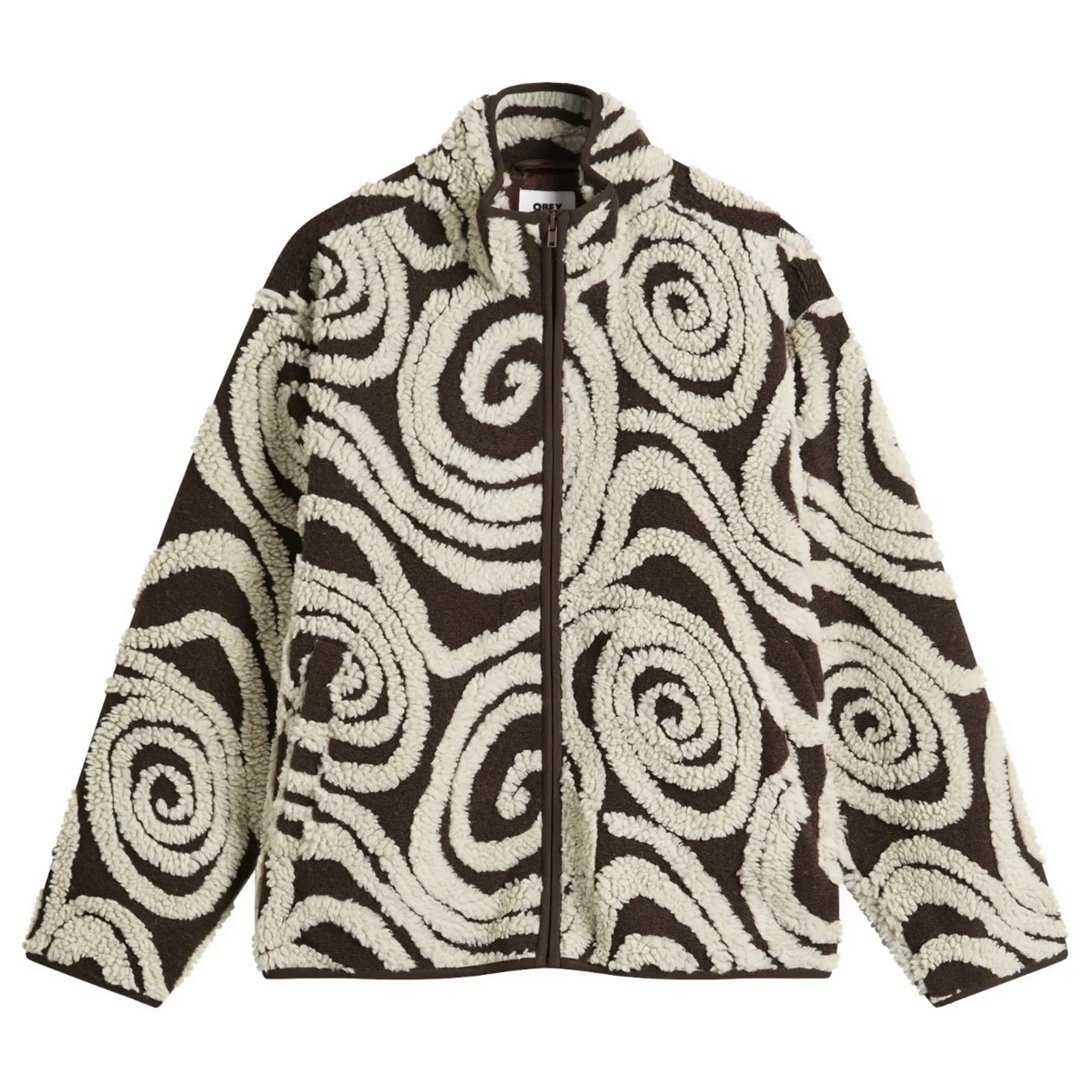 Obey Women's Swirls Jacquard Zip Jacket Brown Multi