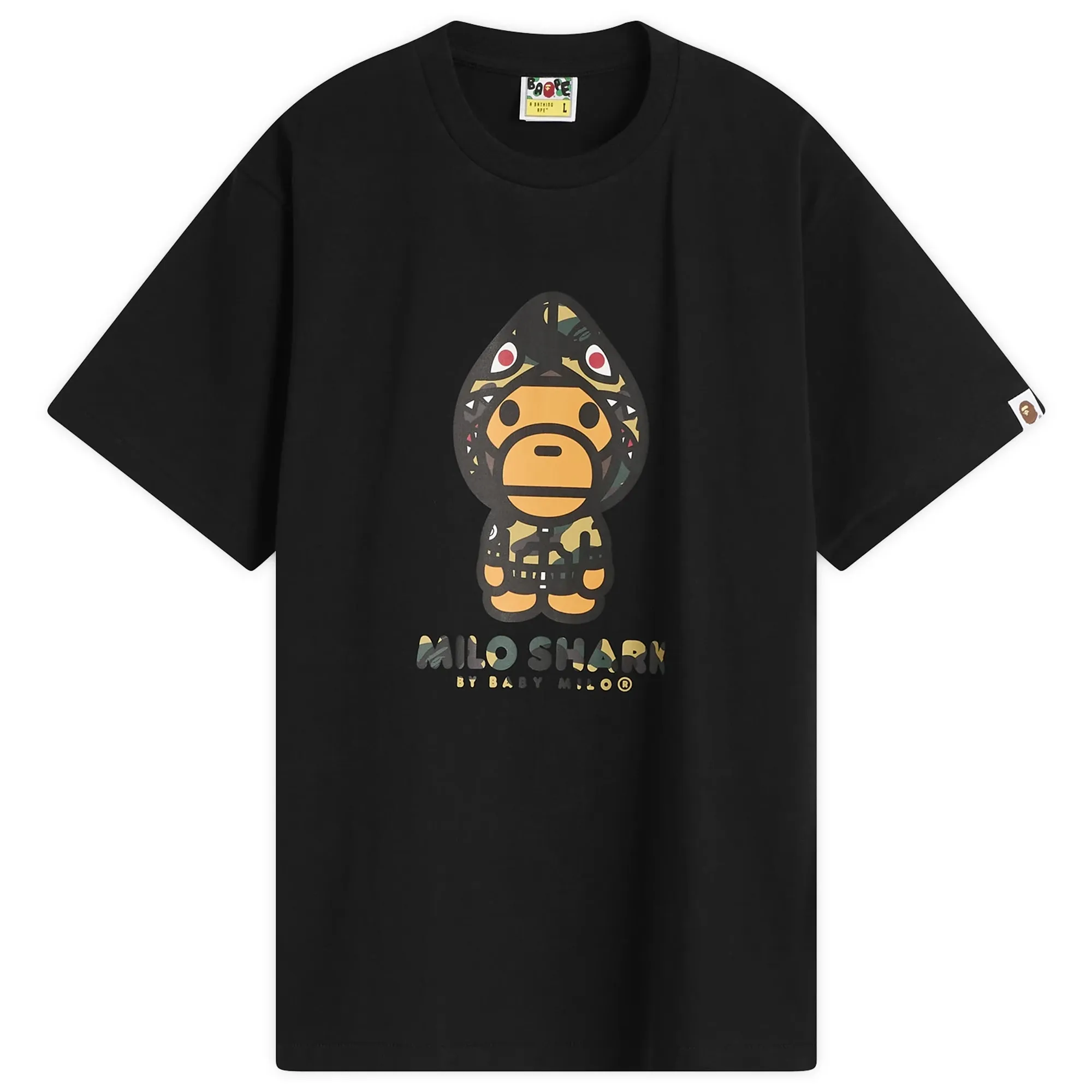 A Bathing Ape Men's 1st Camo Milo Shark T-Shirt Black X Yellow