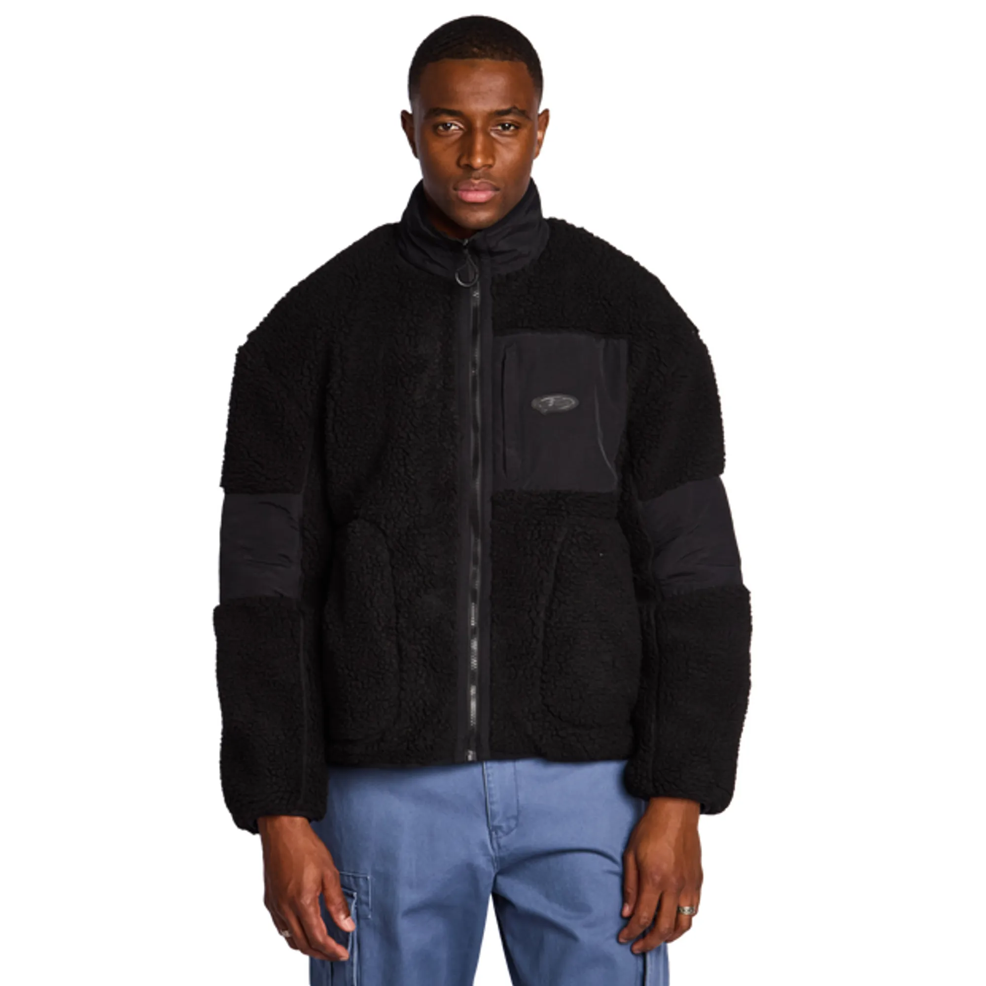 Street Cartel Leonardo Borg Full Zip Sherpa Men Jackets - Black