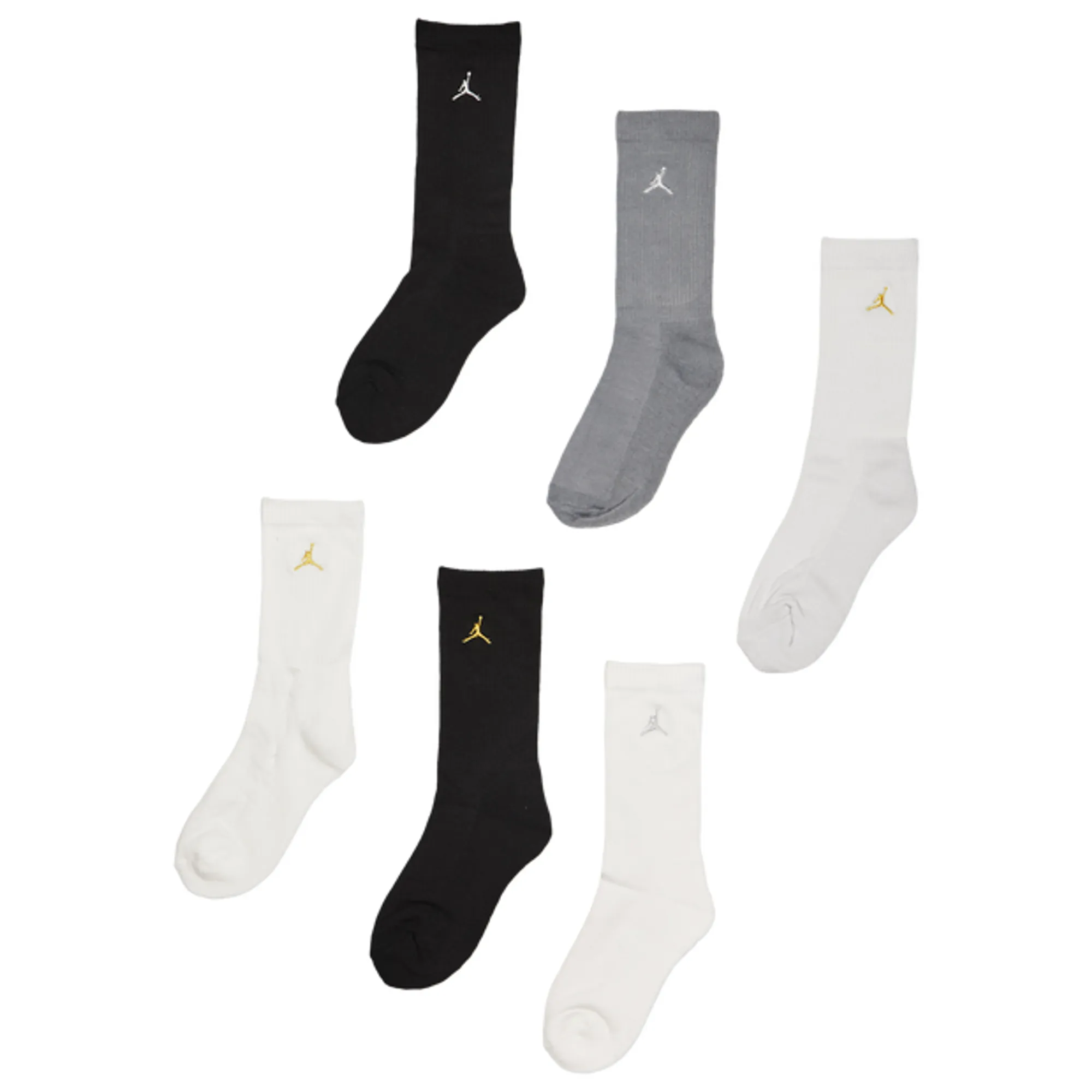 Jordan Kids Crew 6 Pack Unisex Socks - White