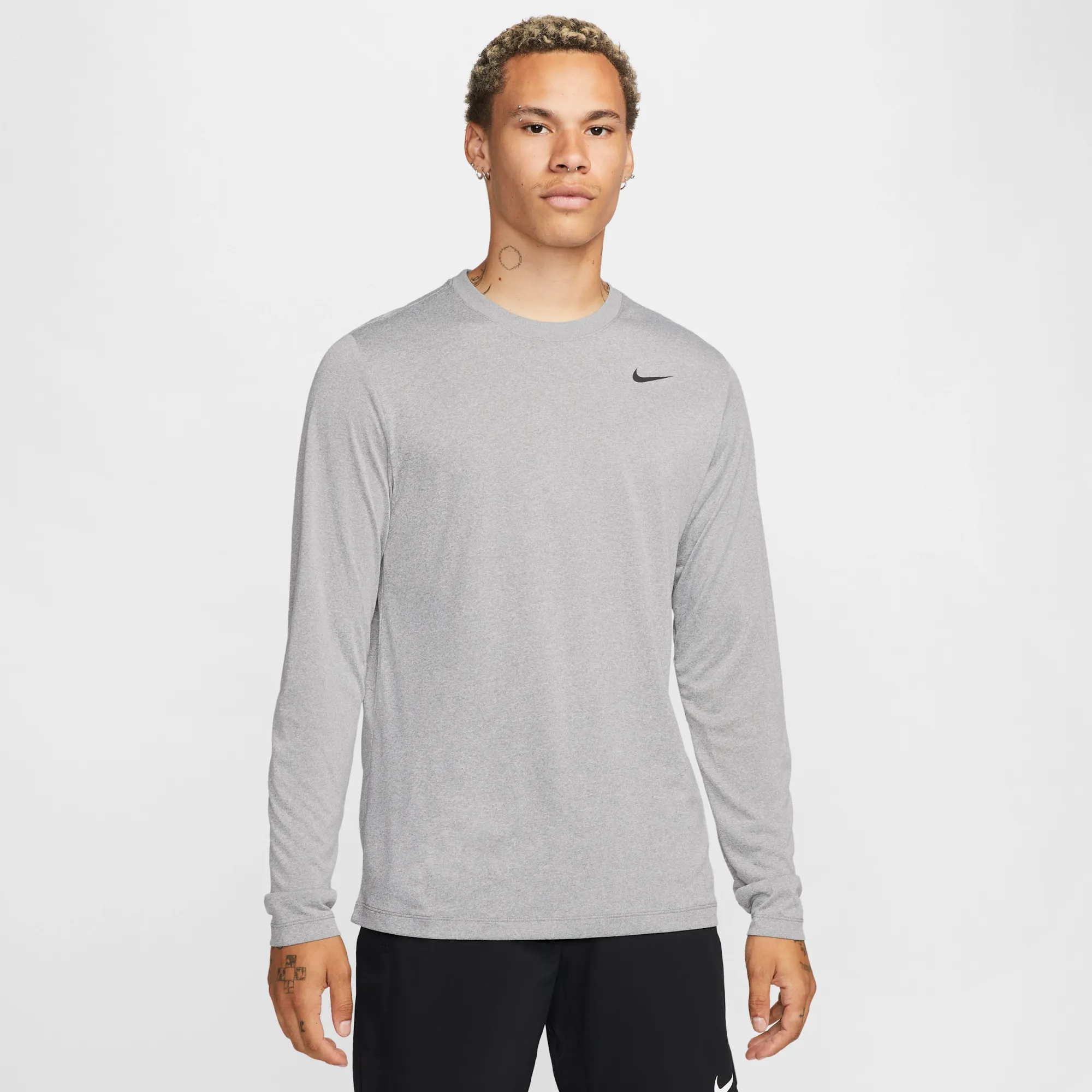Nike Dri-FIT Legend Men's Long-Sleeve Fitness Top - Grey - Polyester