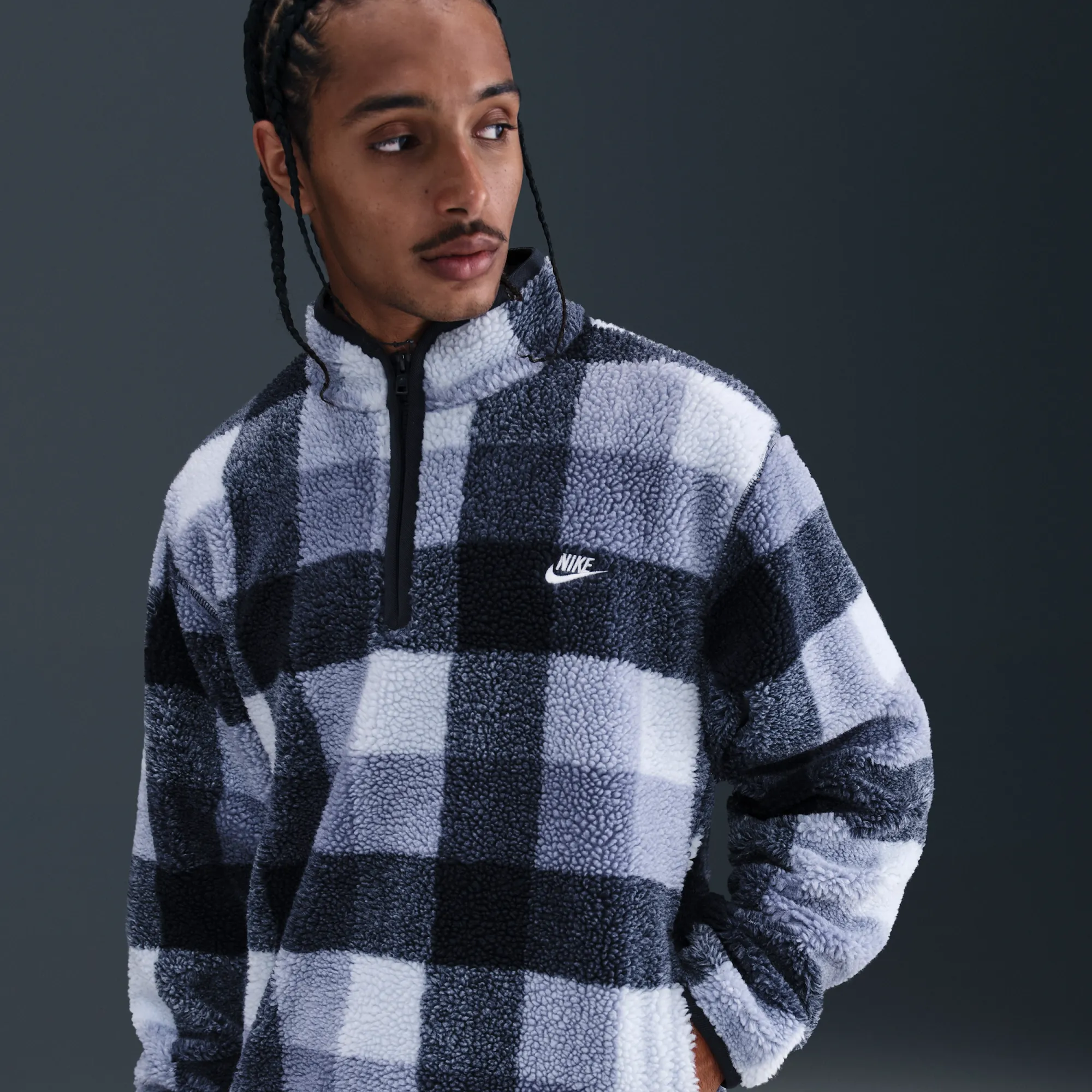 Nike Club Men's Winterized Half-Zip - Grey - Polyester | FZ0896
