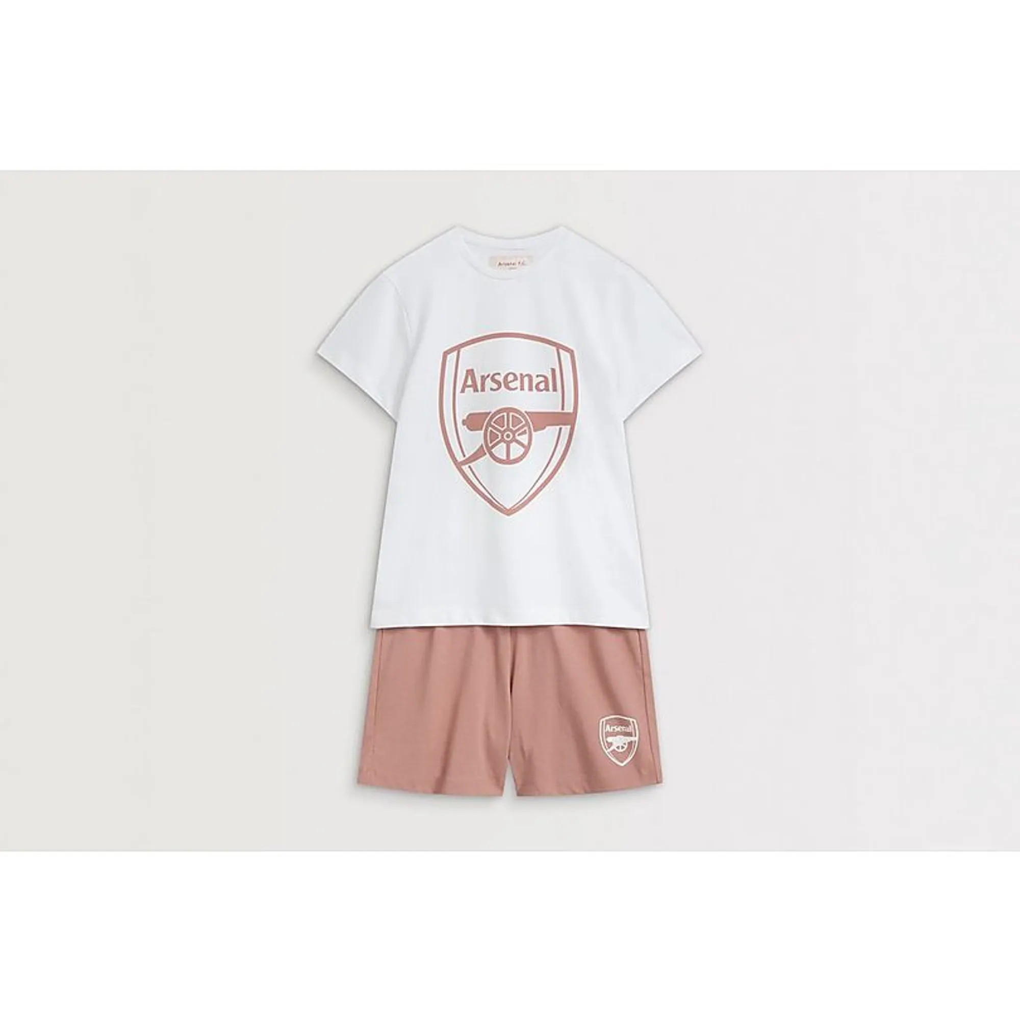 Arsenal Essentials Kids Pink Crest Pyjama Short Set, Pink