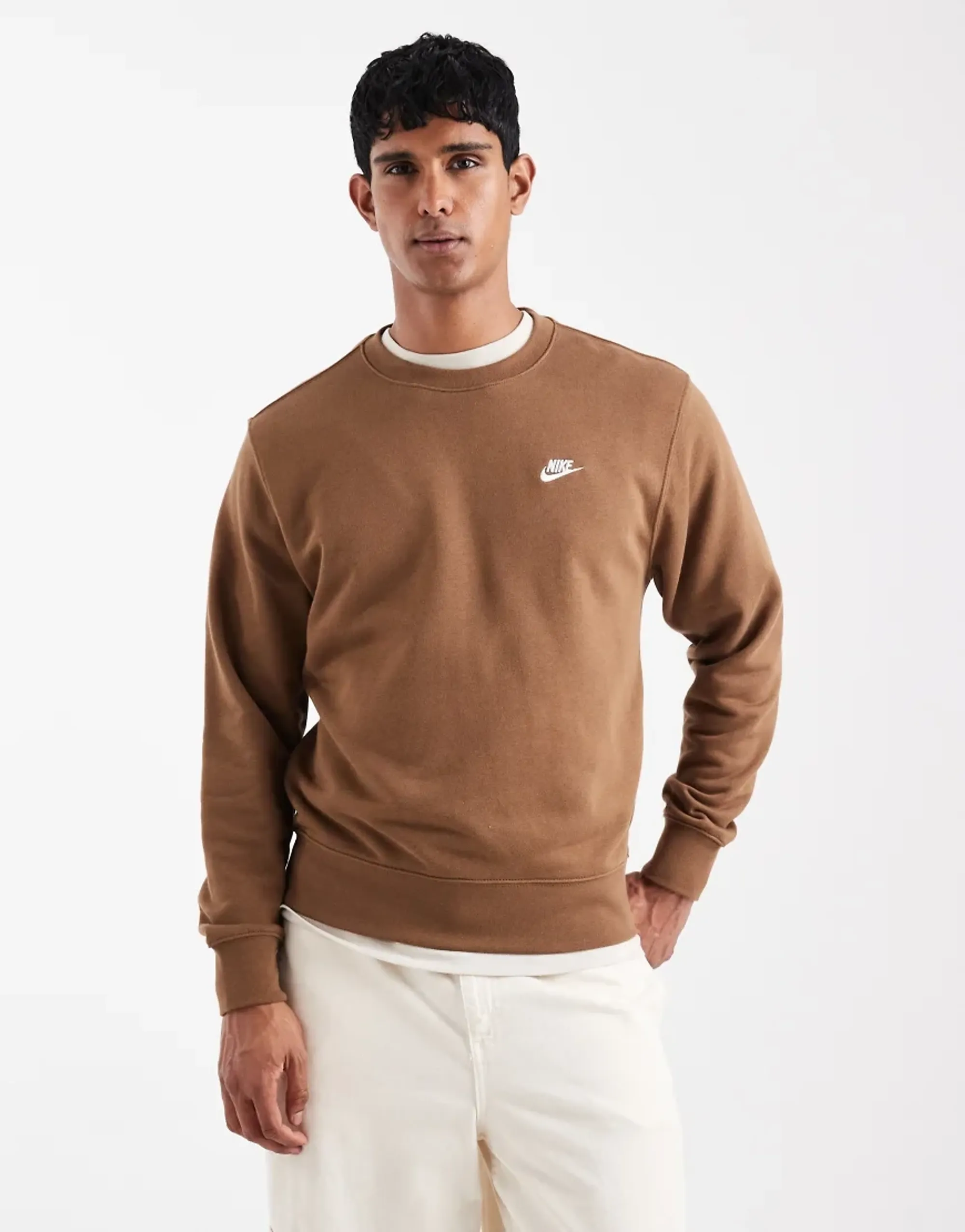 Nike Club French Terry Sweatshirt In Brown