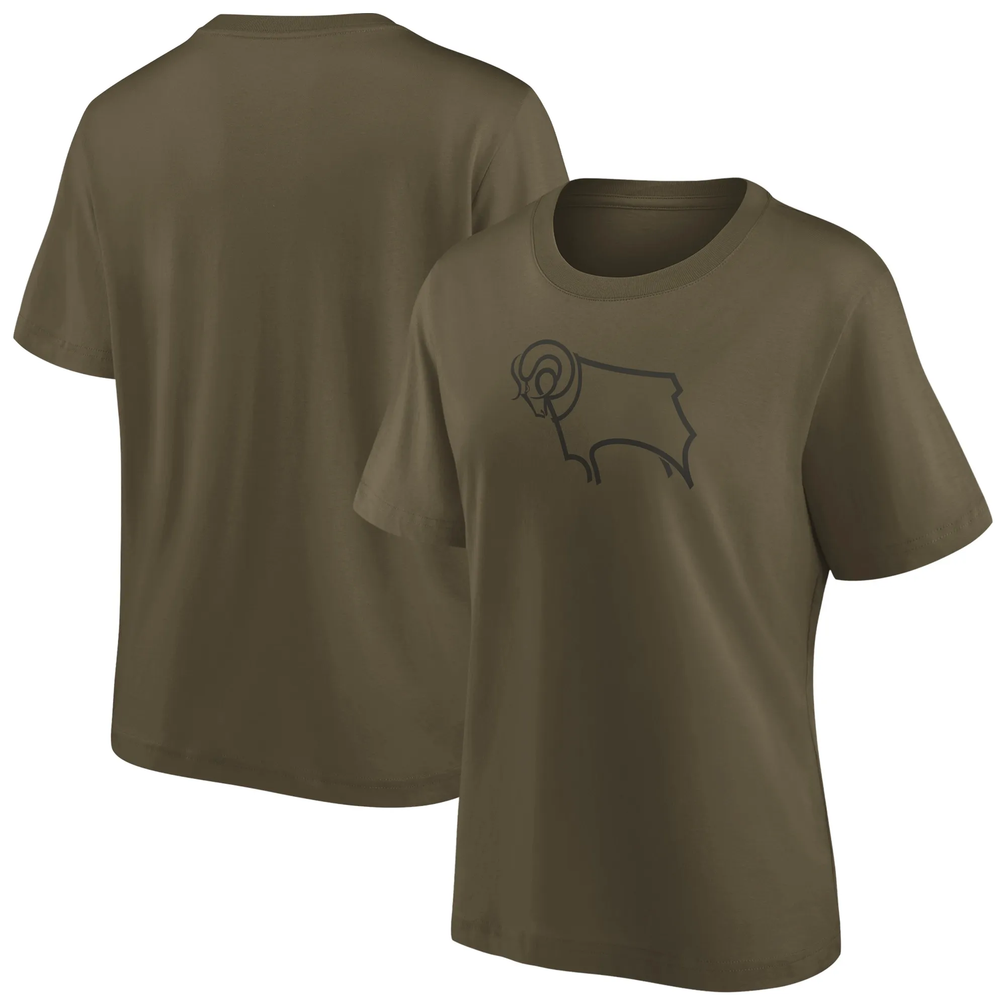 Derby County Mono Logo Graphic T-Shirt - Khaki - Womens