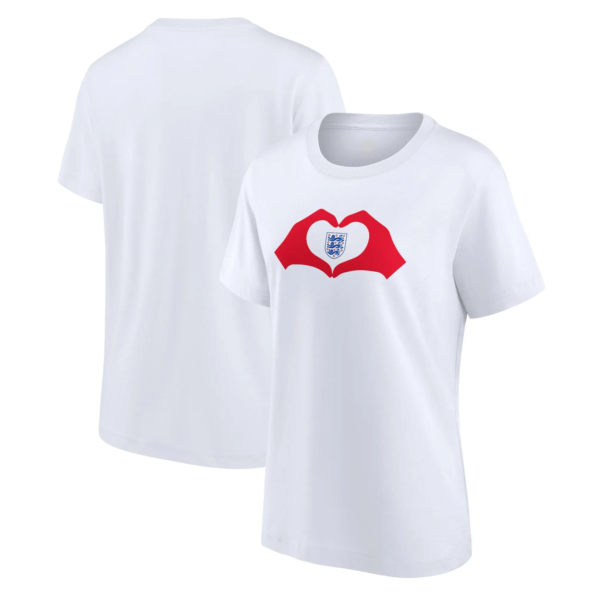 England Heart Hands Graphic T-Shirt - White - Womens