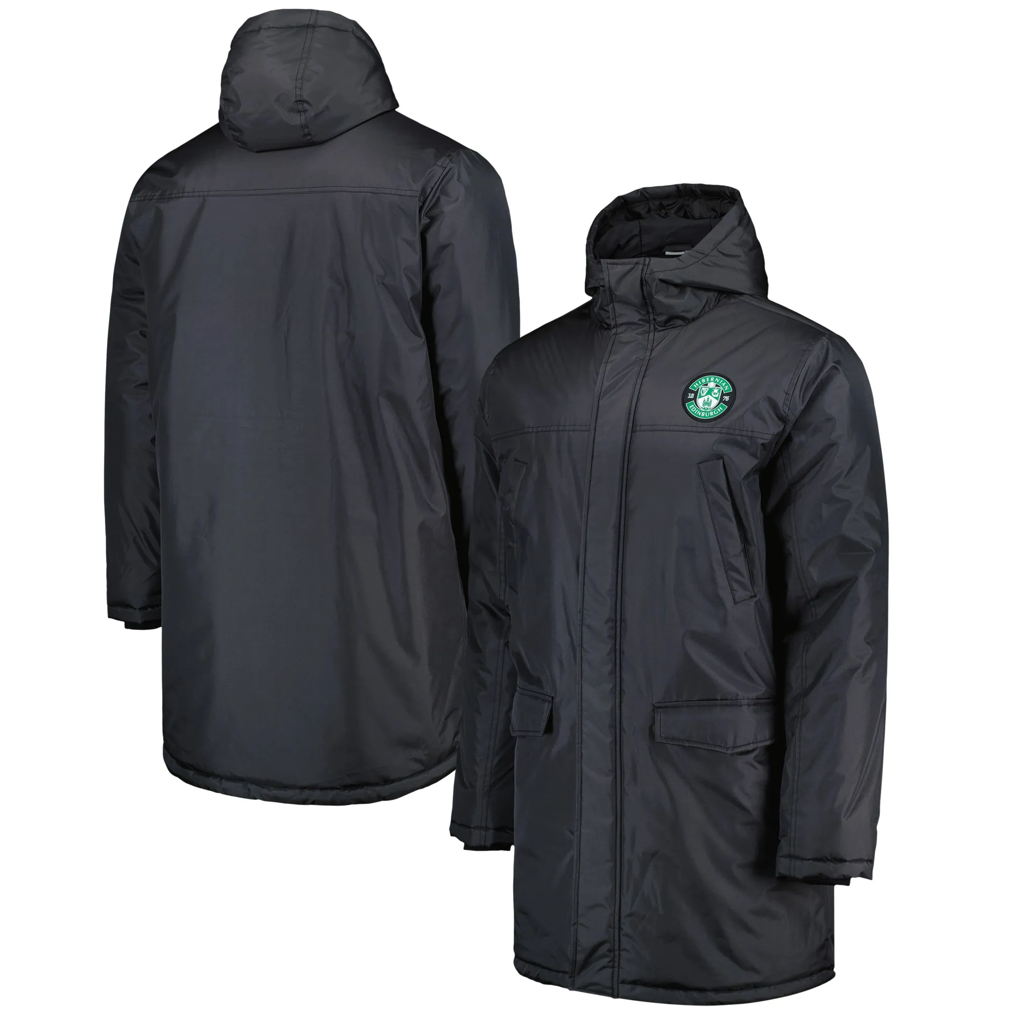 Hibernian Long Stadium Jacket - Black - Mens